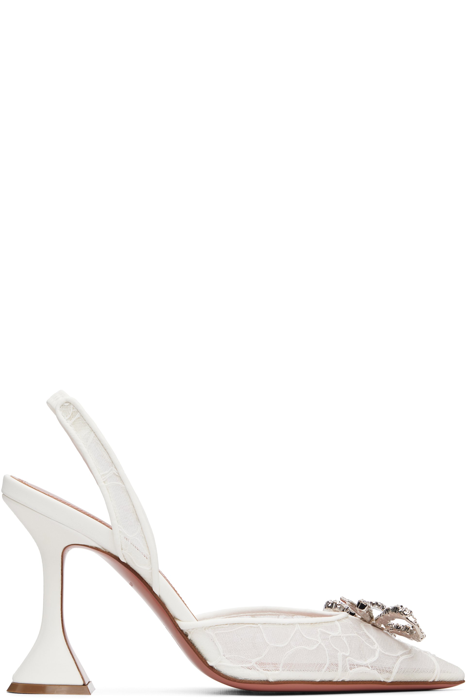Amina Muaddi - White Rosie Lace Sling 95 Heels