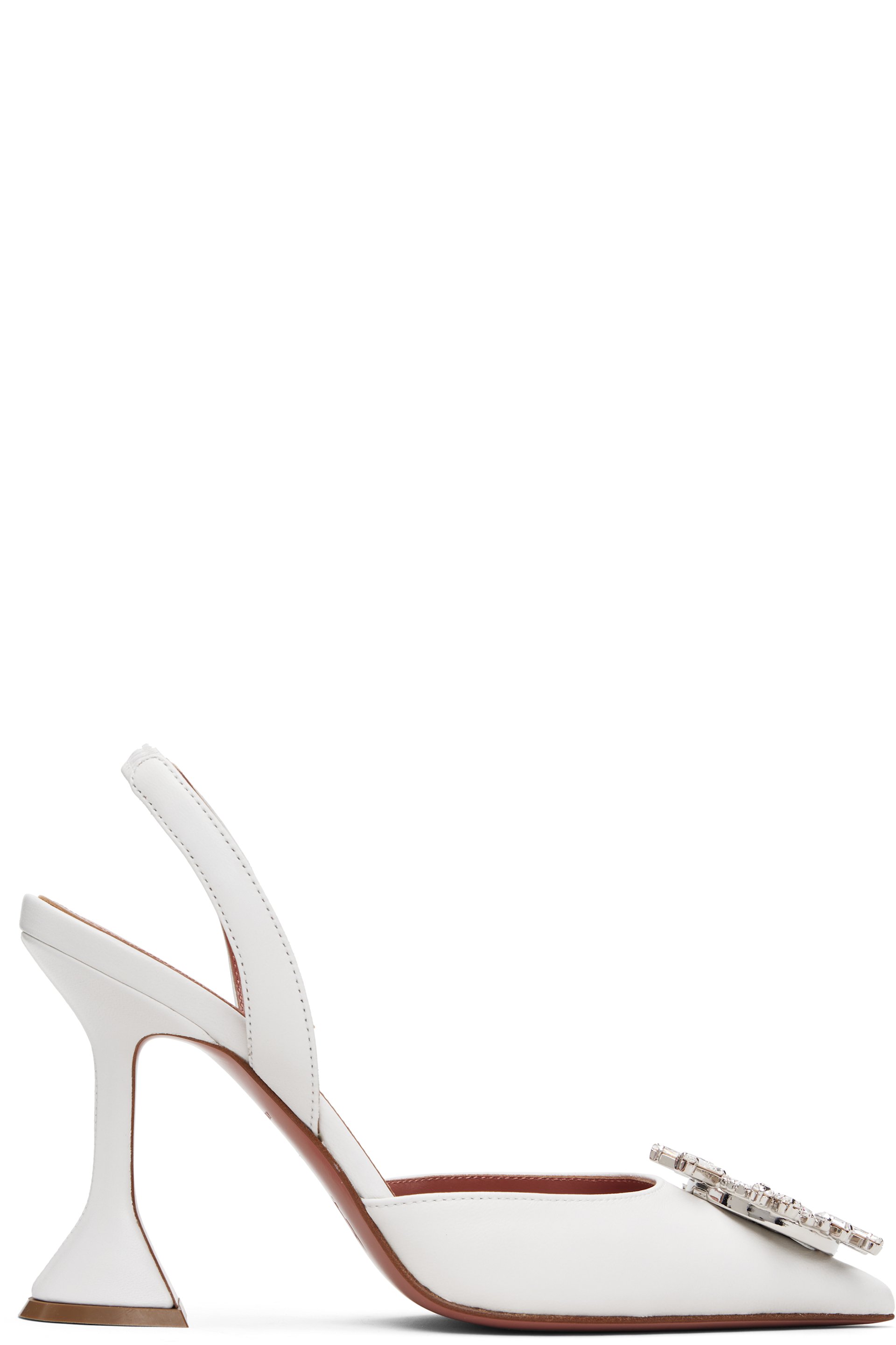 Amina Muaddi - Chaussures à talon Begum 95 blanches à bride arrière