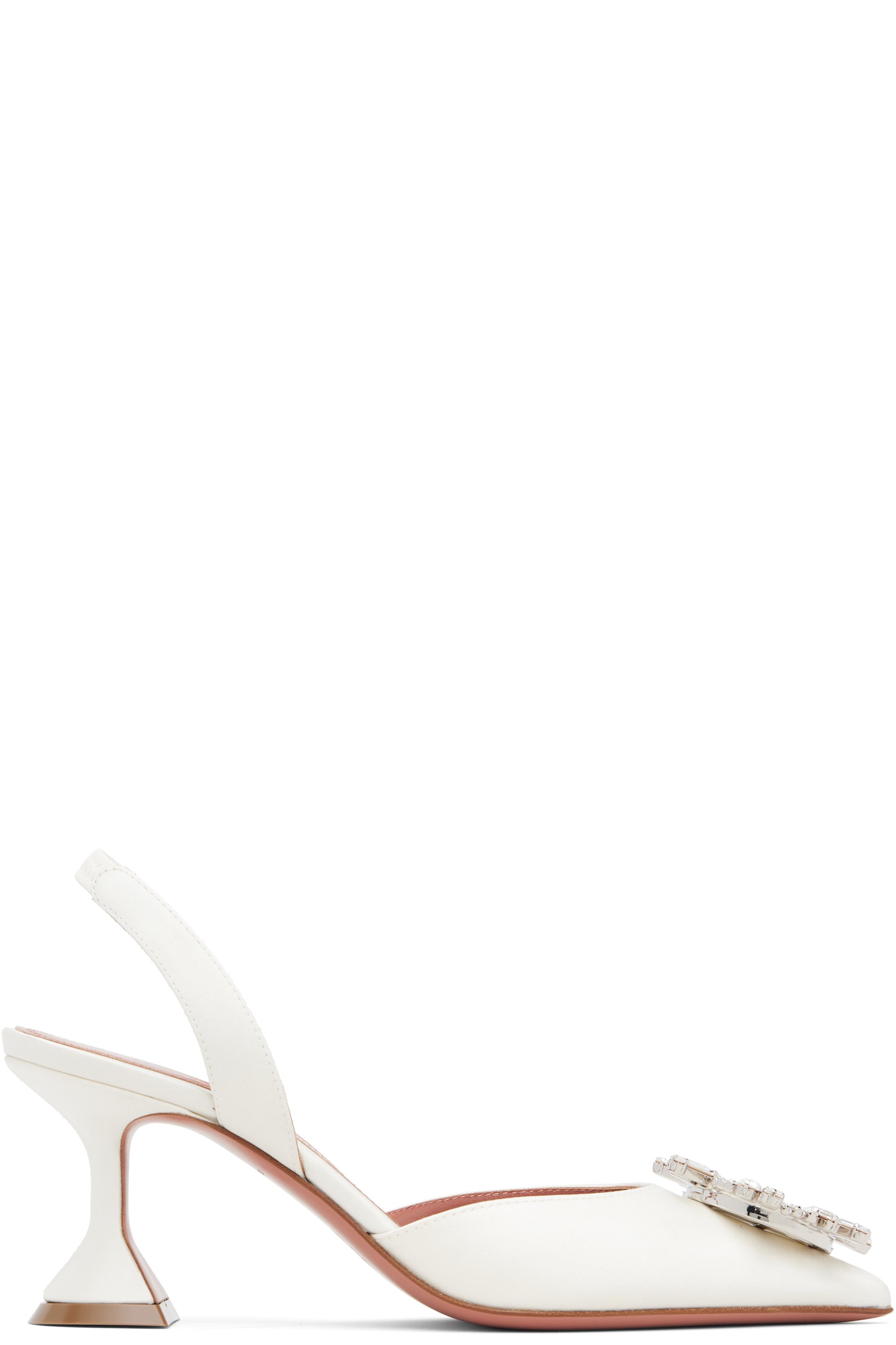 Amina Muaddi - Chaussures à talon Begum 70 blanches à bride arrière