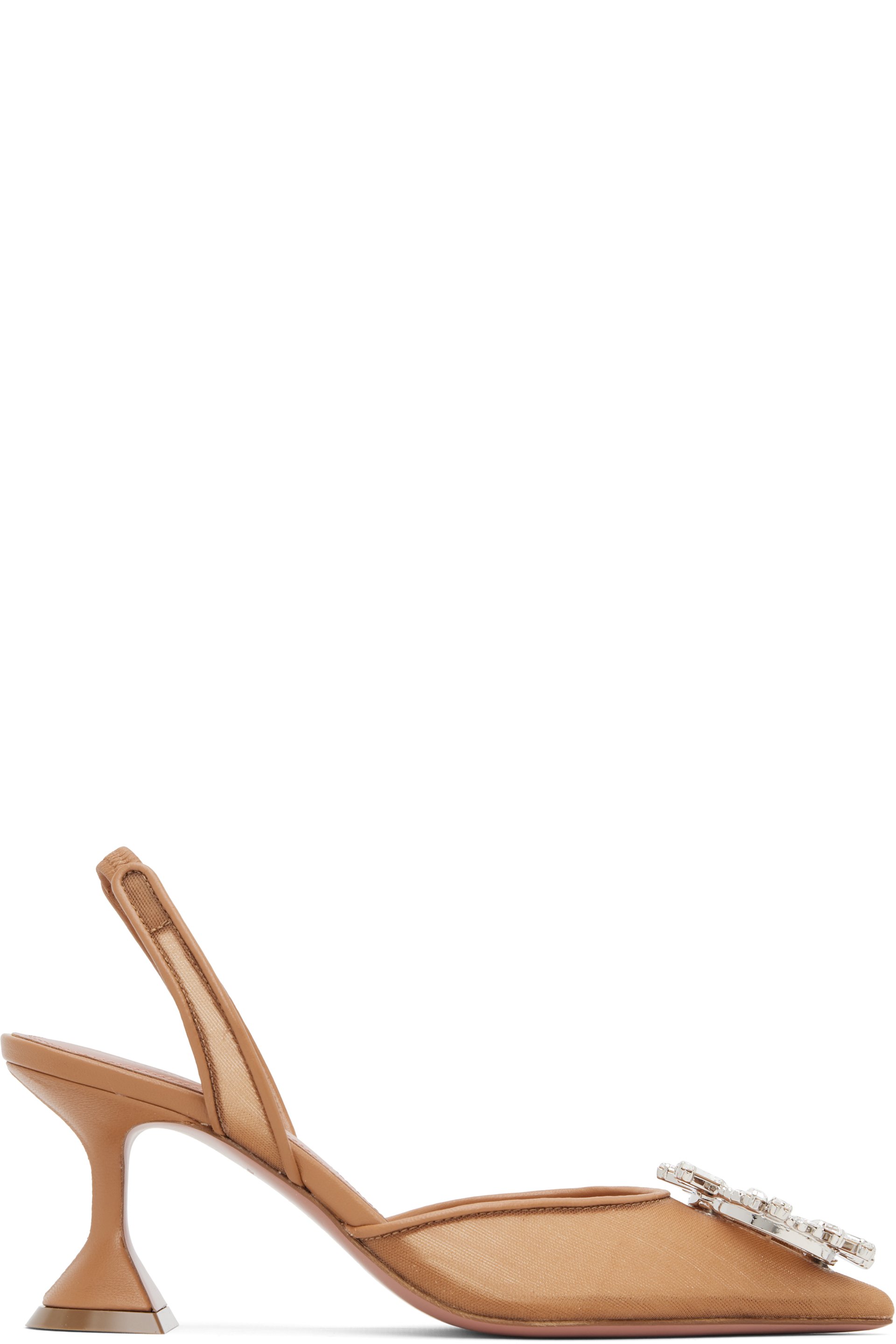 Amina Muaddi - Beige Begum Mesh Sling 70 Heels