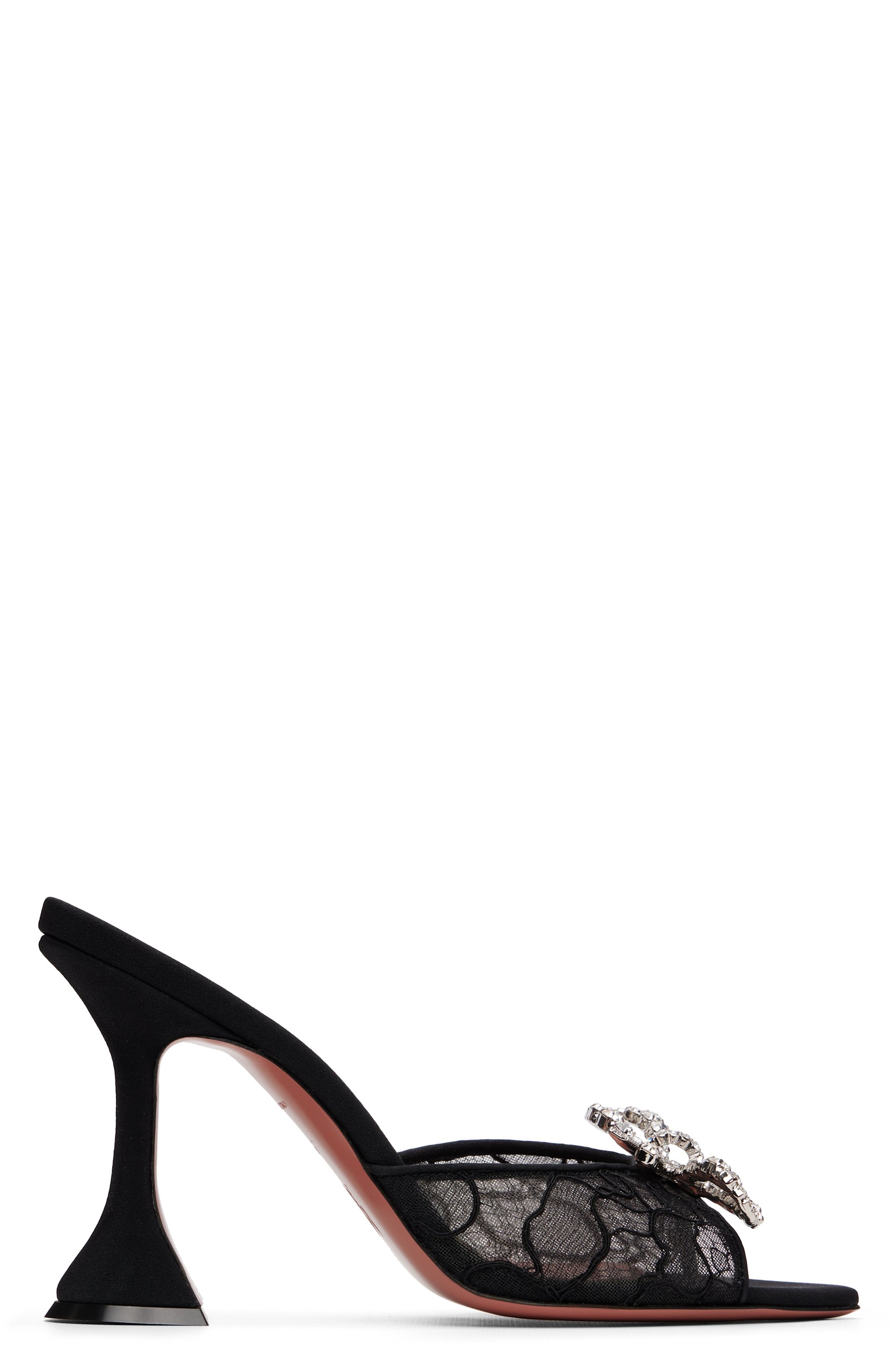 Amina Muaddi - Black Rosie Lace Slipper 95 Heeled Sandals