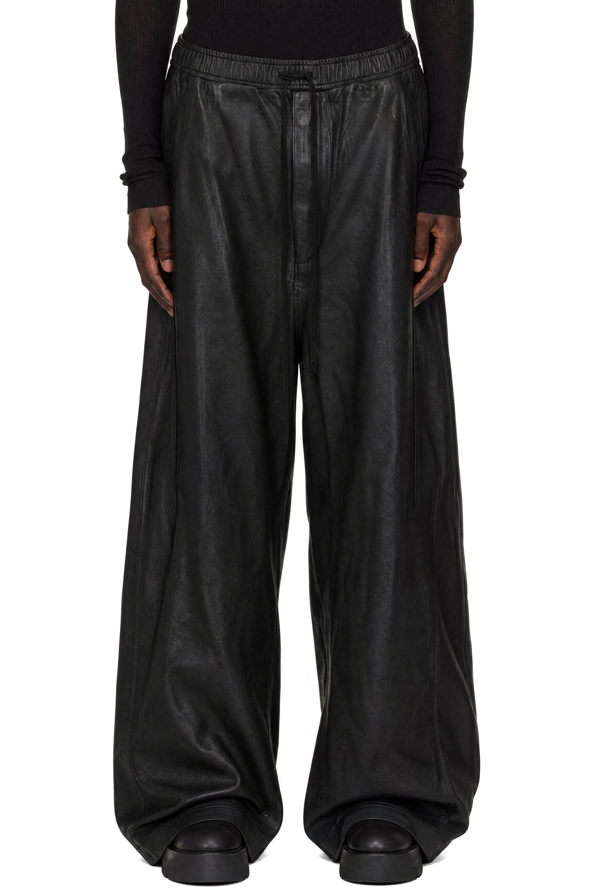 Julius - Black Cotton Coated Sweatpants