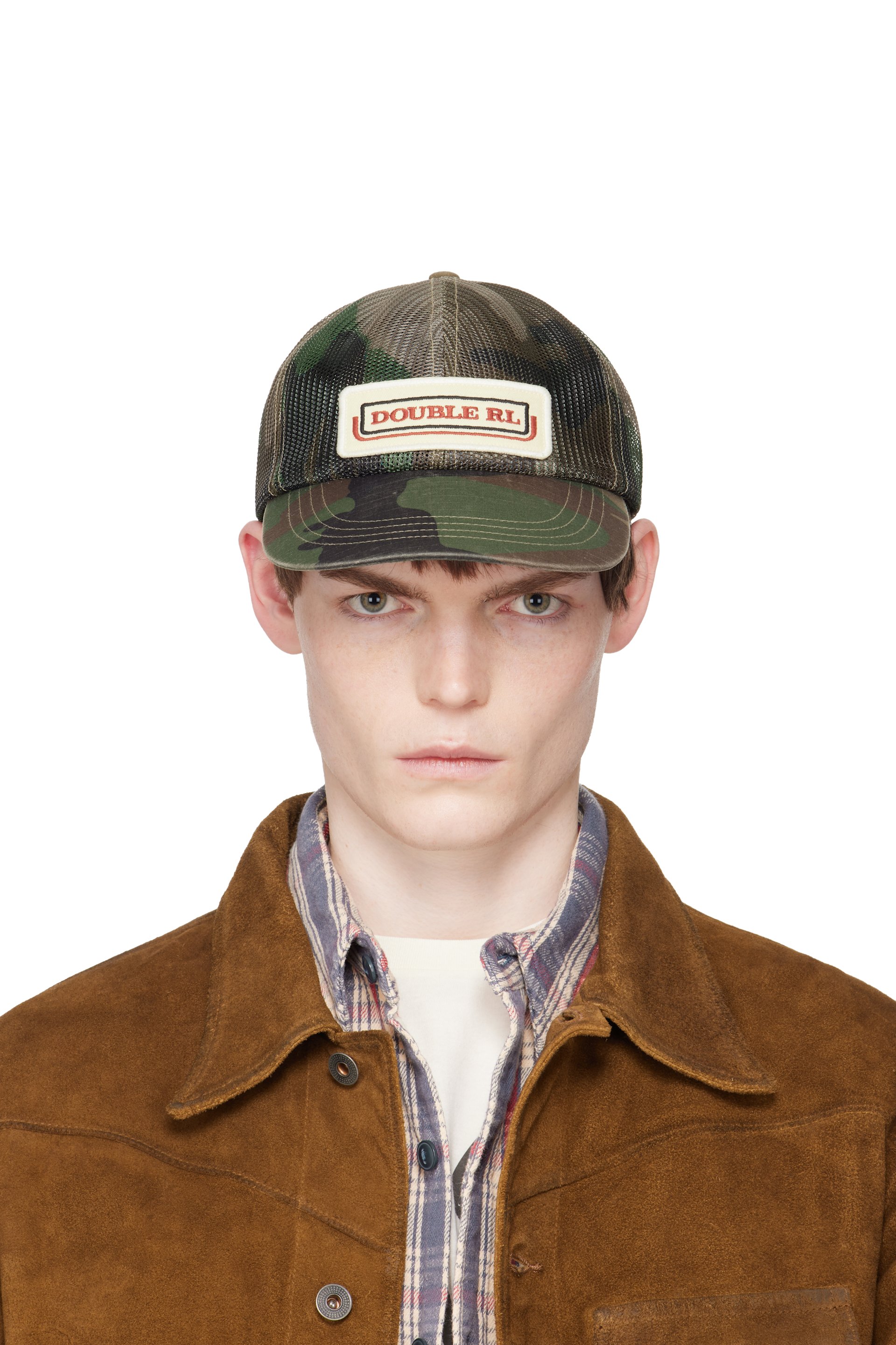 RRL - Khaki Logo-Patch Camo Mesh Trucker Cap