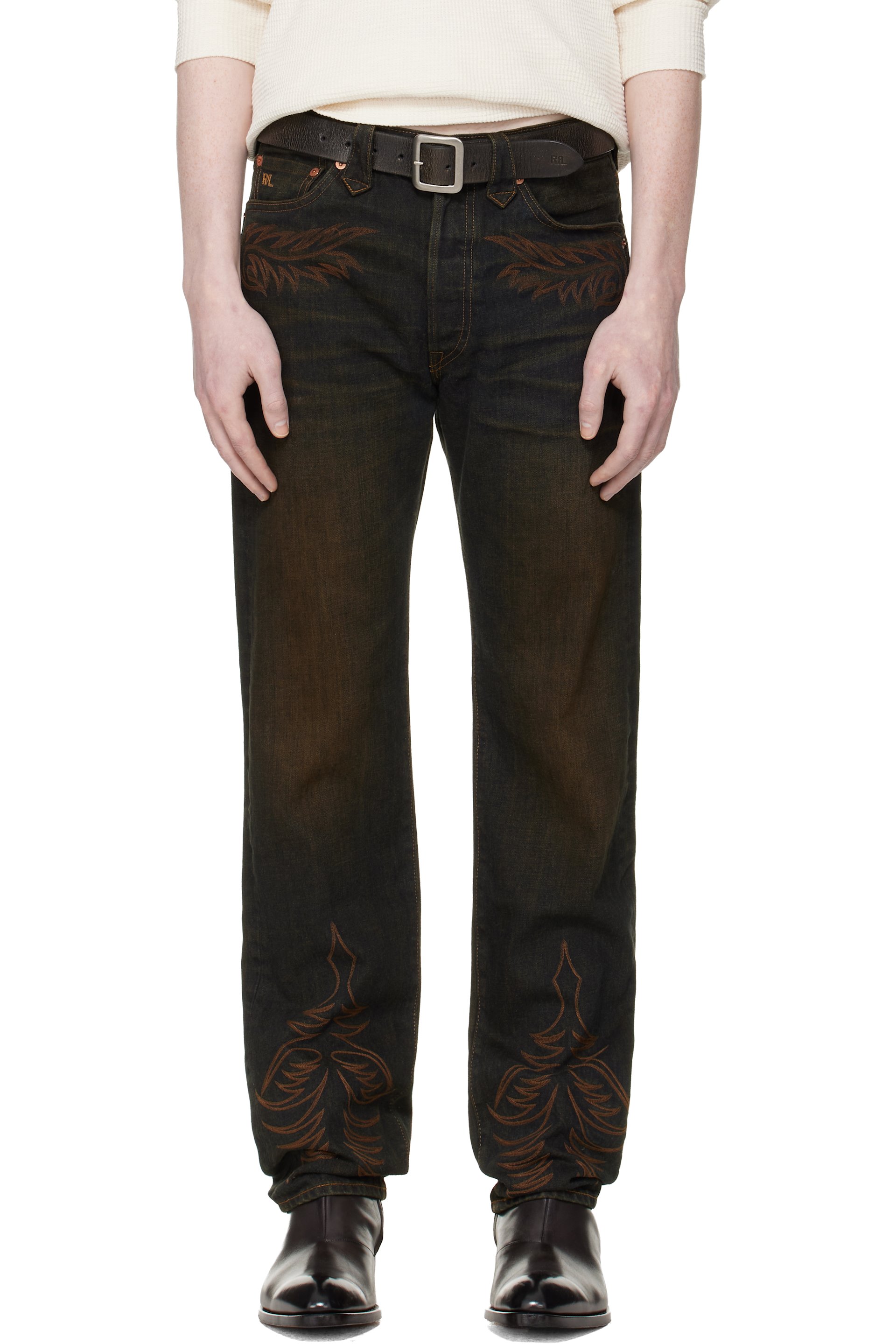 RRL - Navy Western Straight Leg Jeans