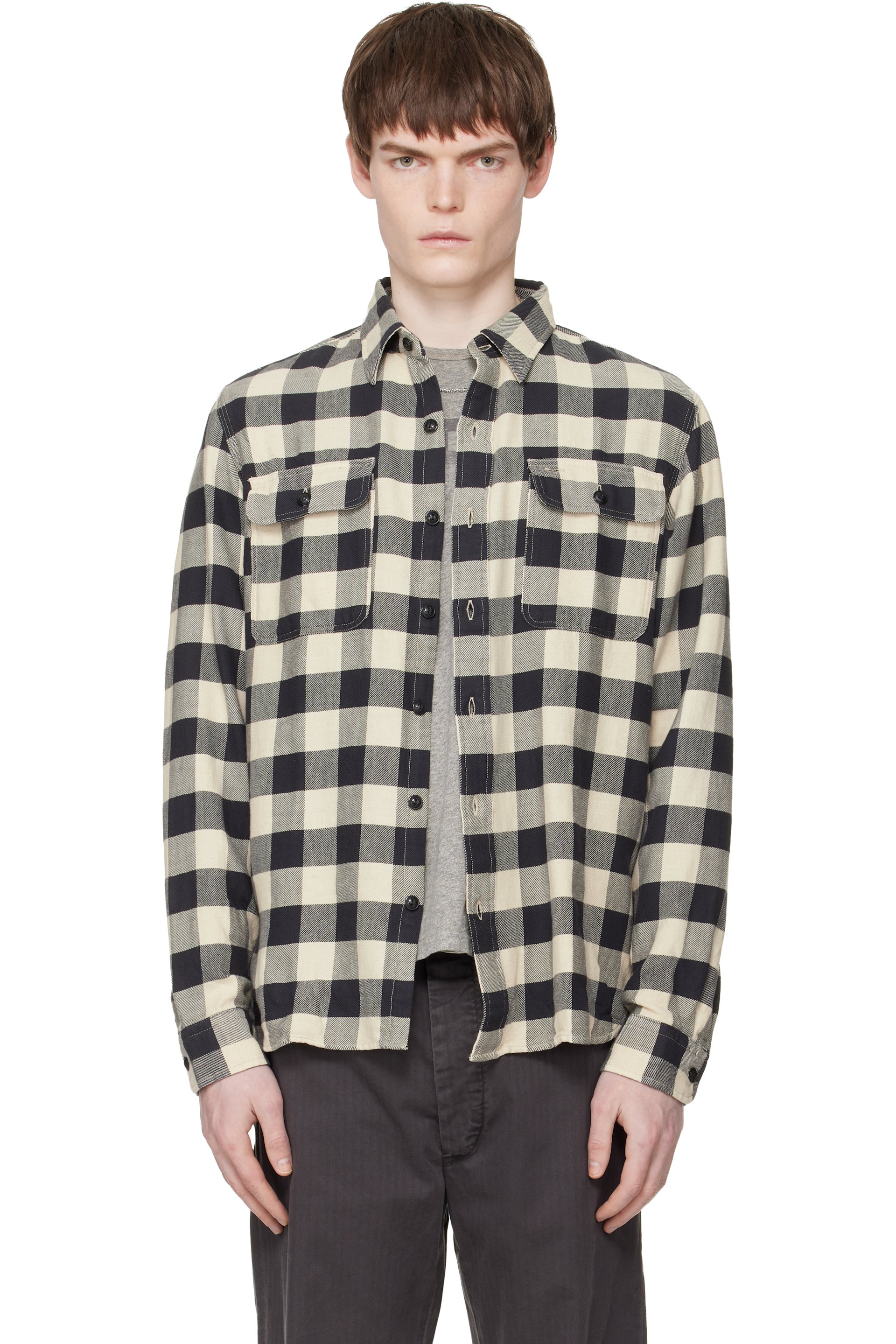 RRL ブロックチェック プラッド ツイル ワークシャツ S RRL: ブラック＆オフホワイト バッファローチェック ツイル ワーク