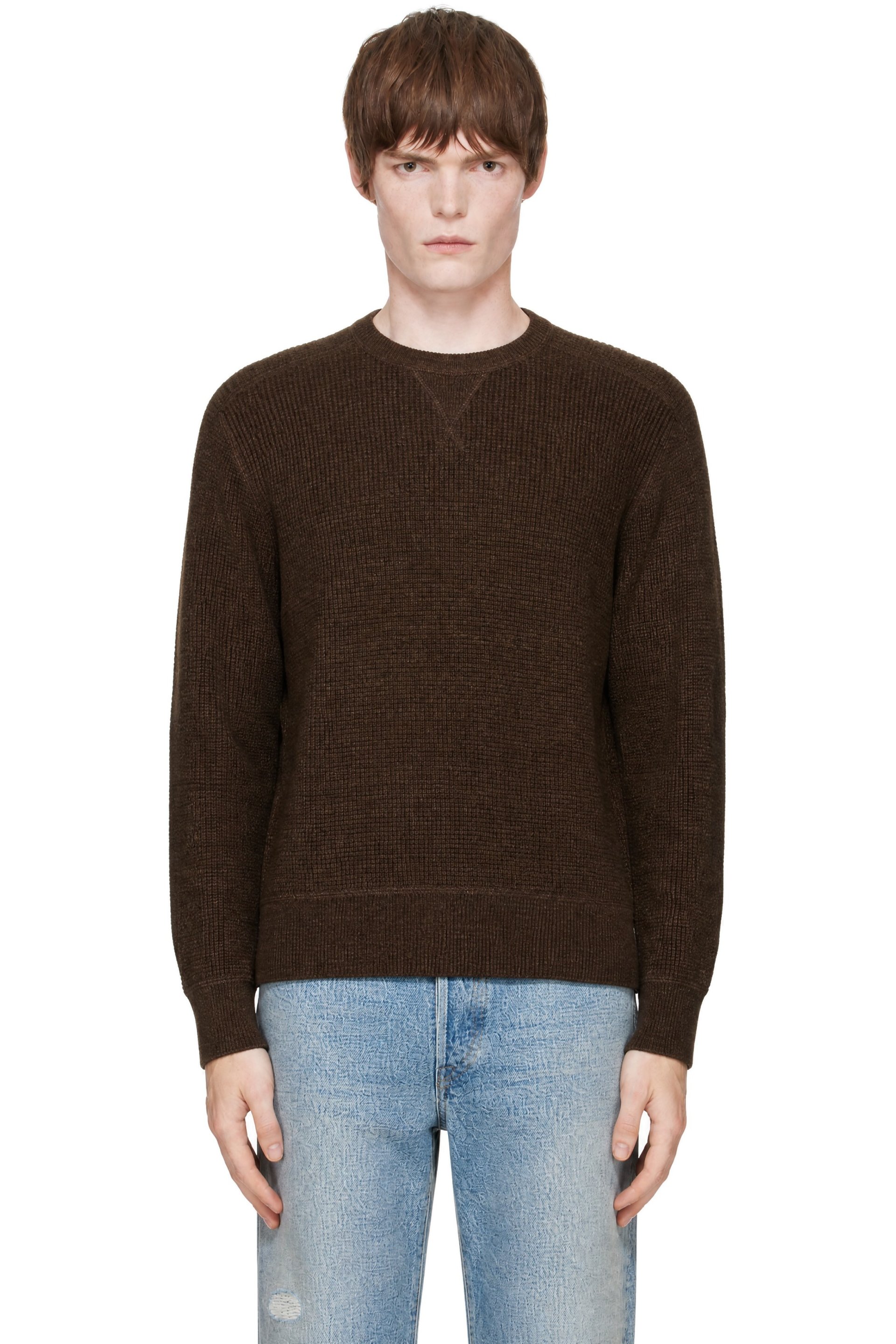 RRL - Brown Waffle Crew Sweater
