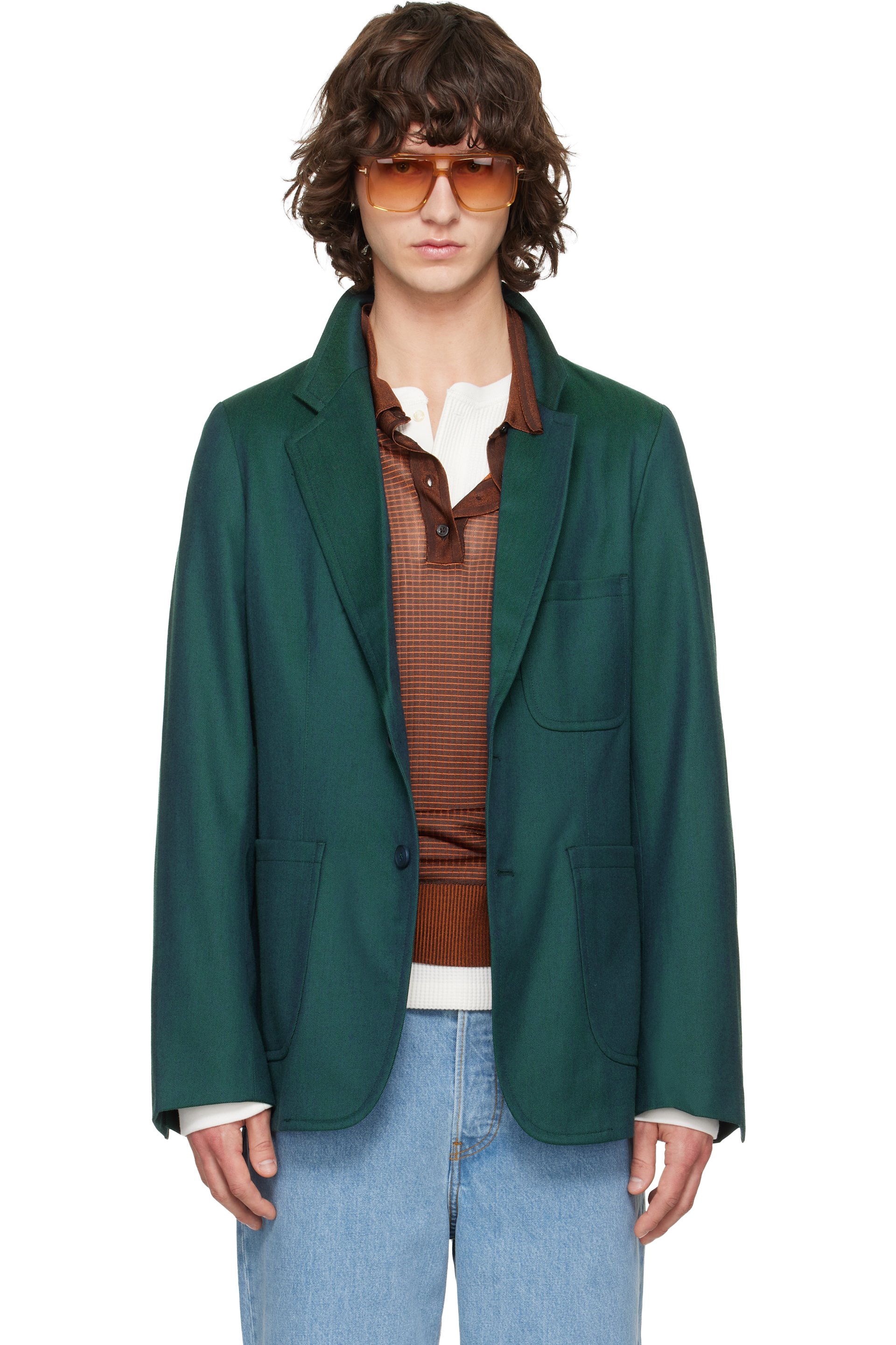 Sanderlak - Green Single-Breasted Blazer