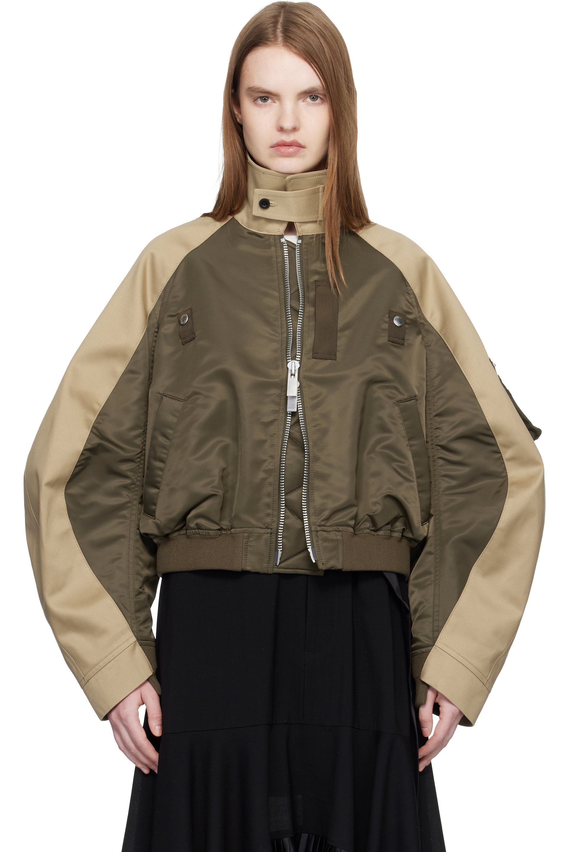 sacai - カーキ＆ベージュ チノ ツイル ボンバージャケット