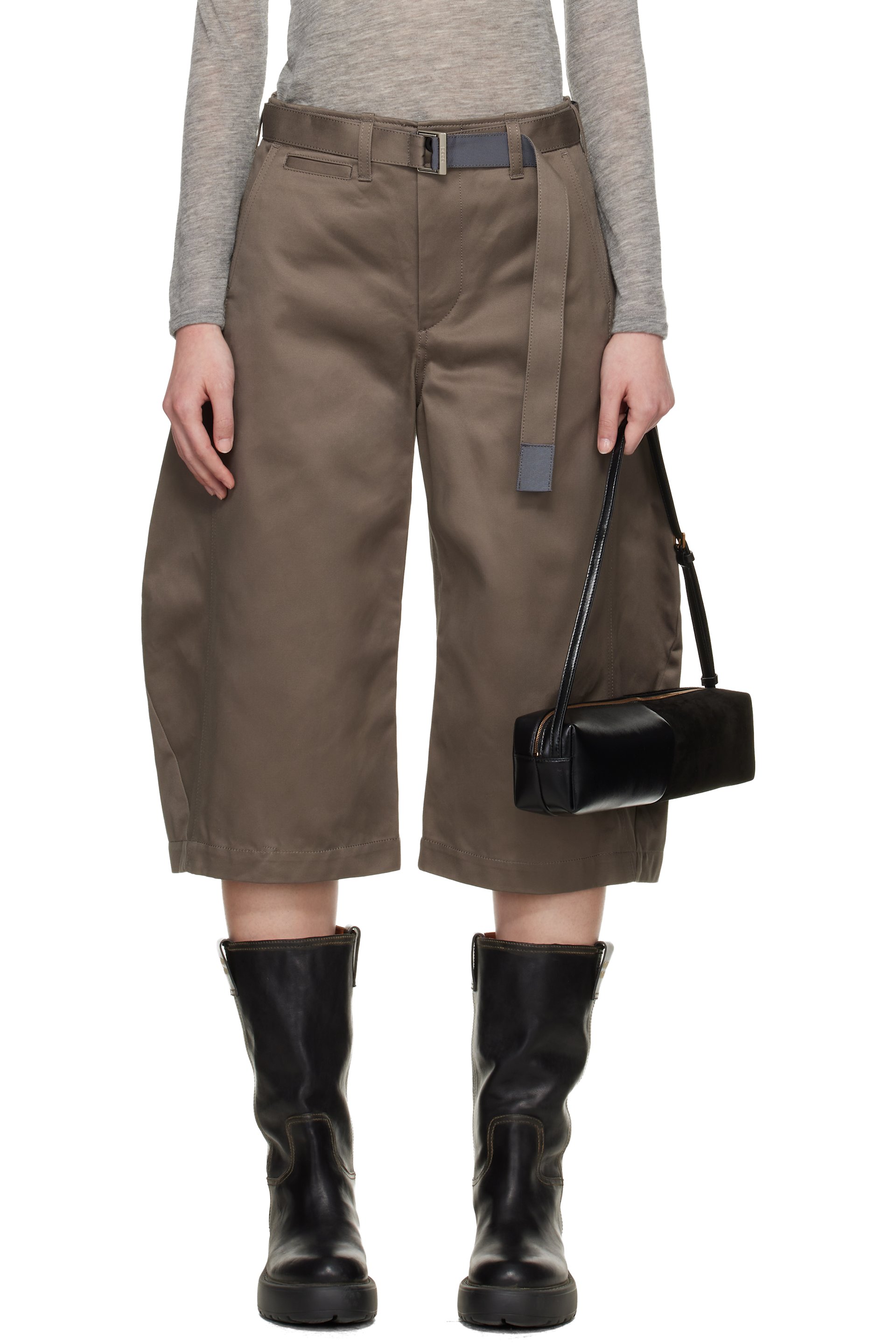 sacai - Short chino taupe en coton