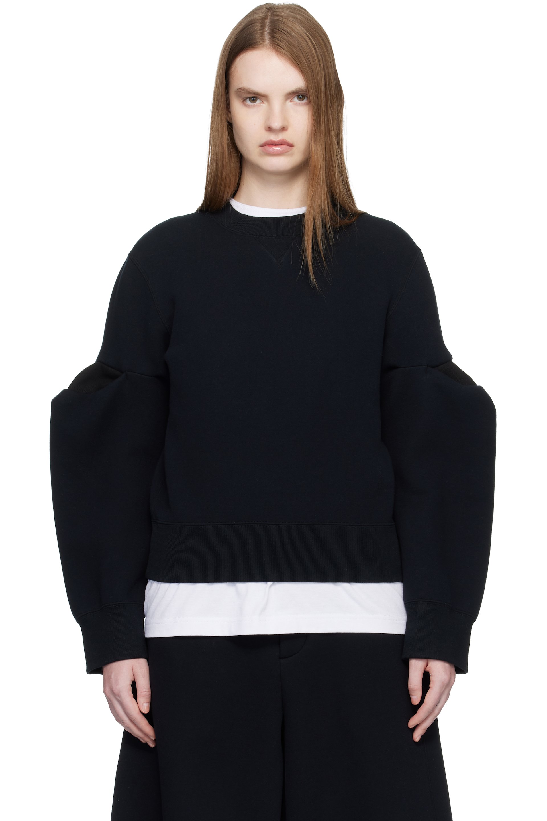 sacai - Pull molletonné noir en jersey