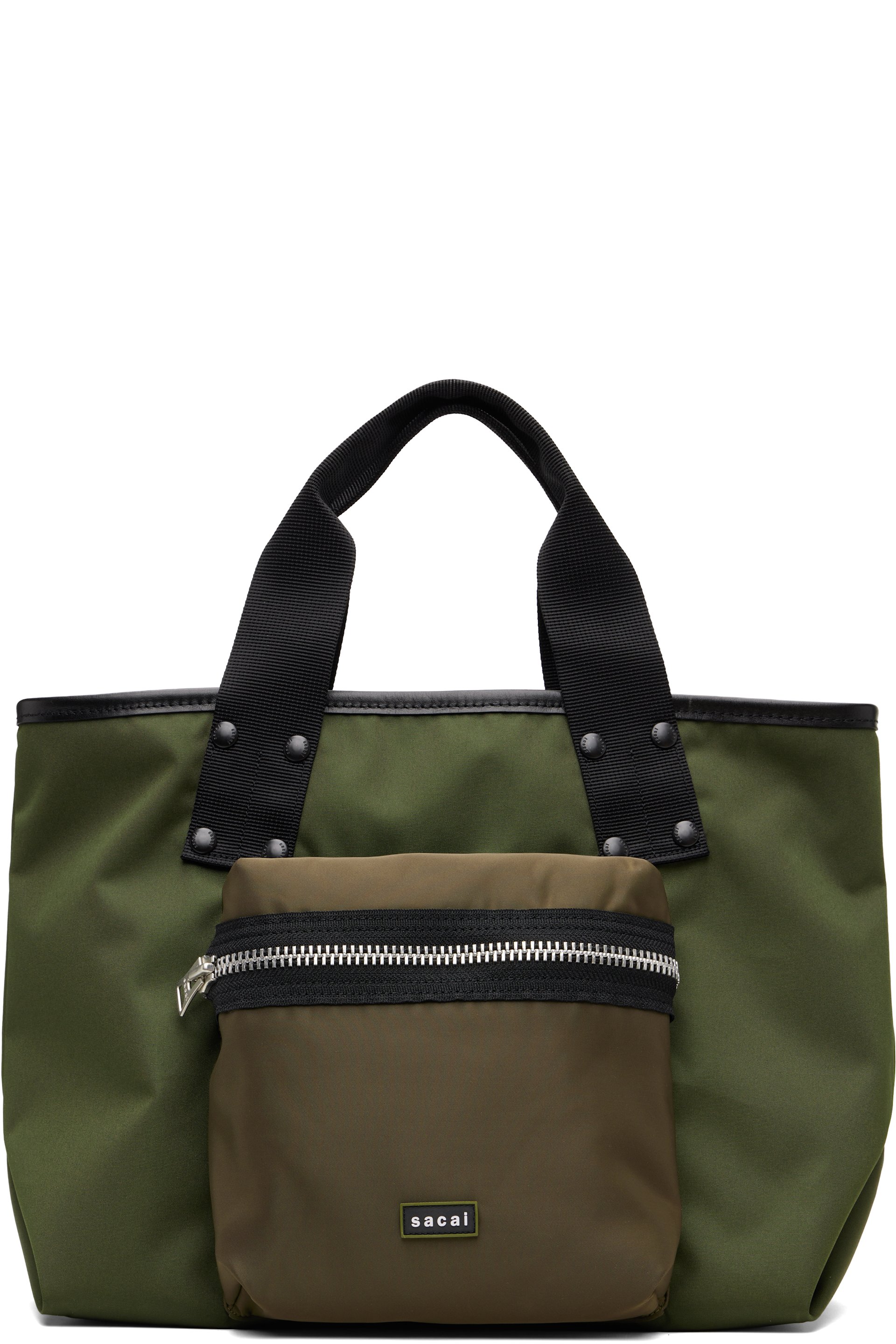 sacai: Khaki Medium Pocket Tote | SSENSE