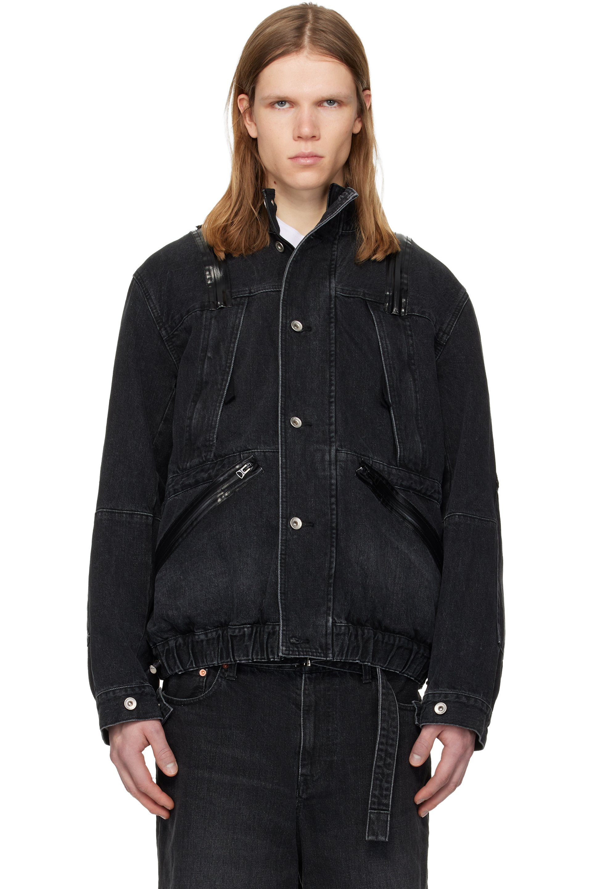 sacai - Black Blouson Denim Jacket
