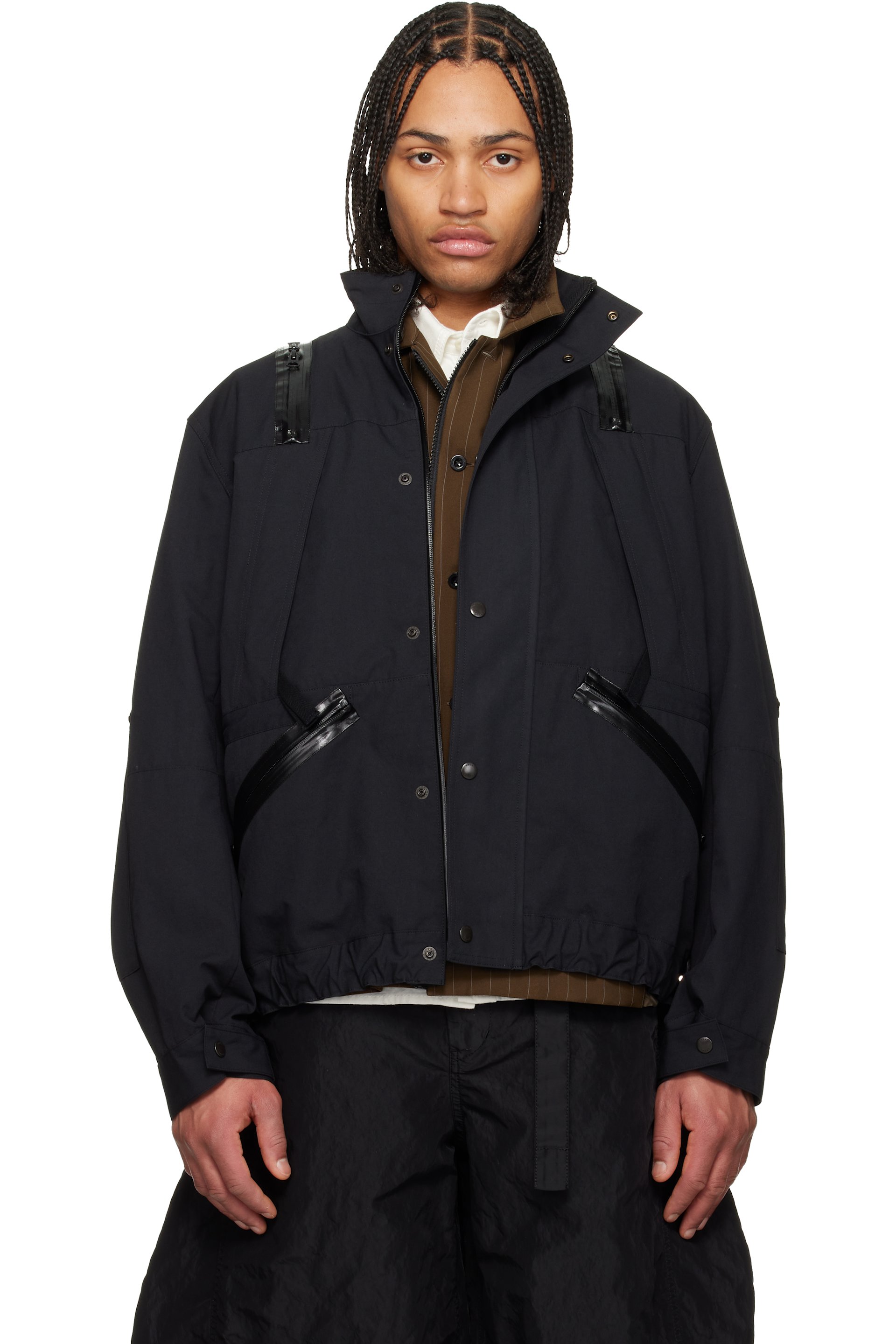 sacai: Black Weathercloth Jacket | SSENSE