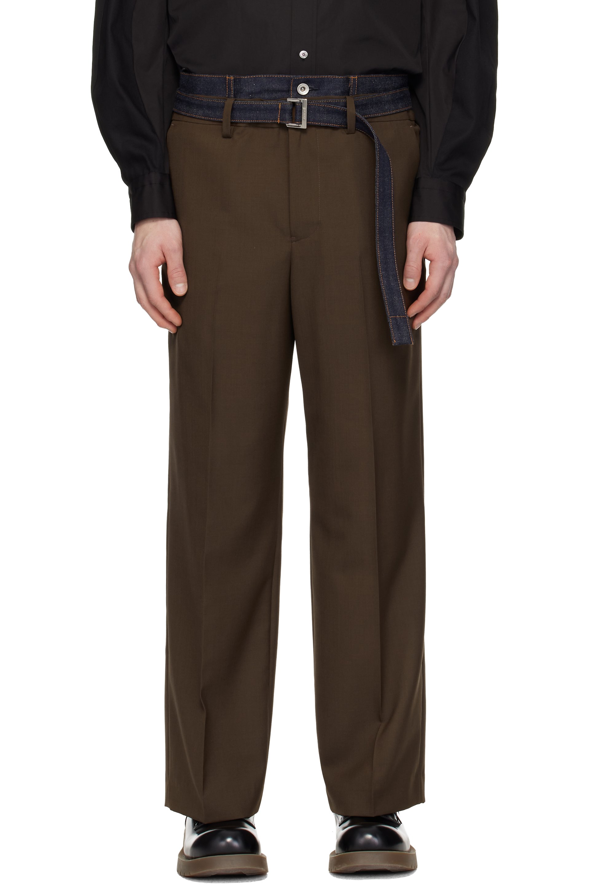 sacai - Brown Suiting & Denim Trousers