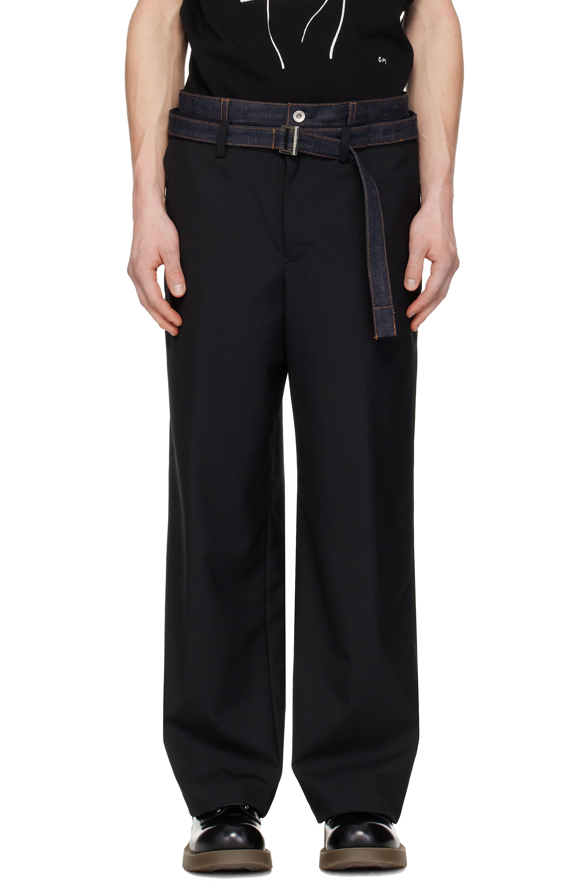 sacai - Black Suiting & Denim Trousers