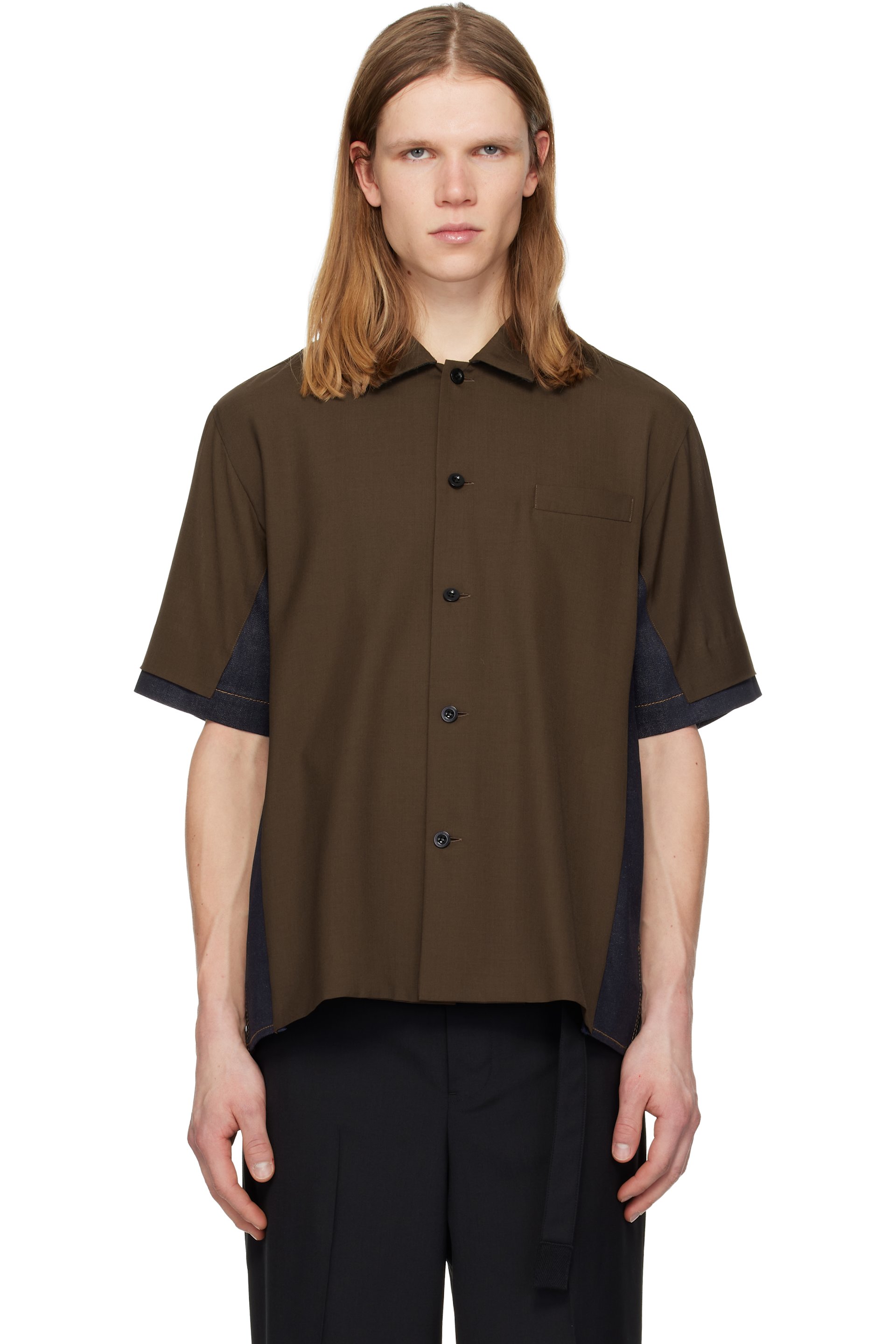 sacai - Brown & Blue Suiting Denim Shirt