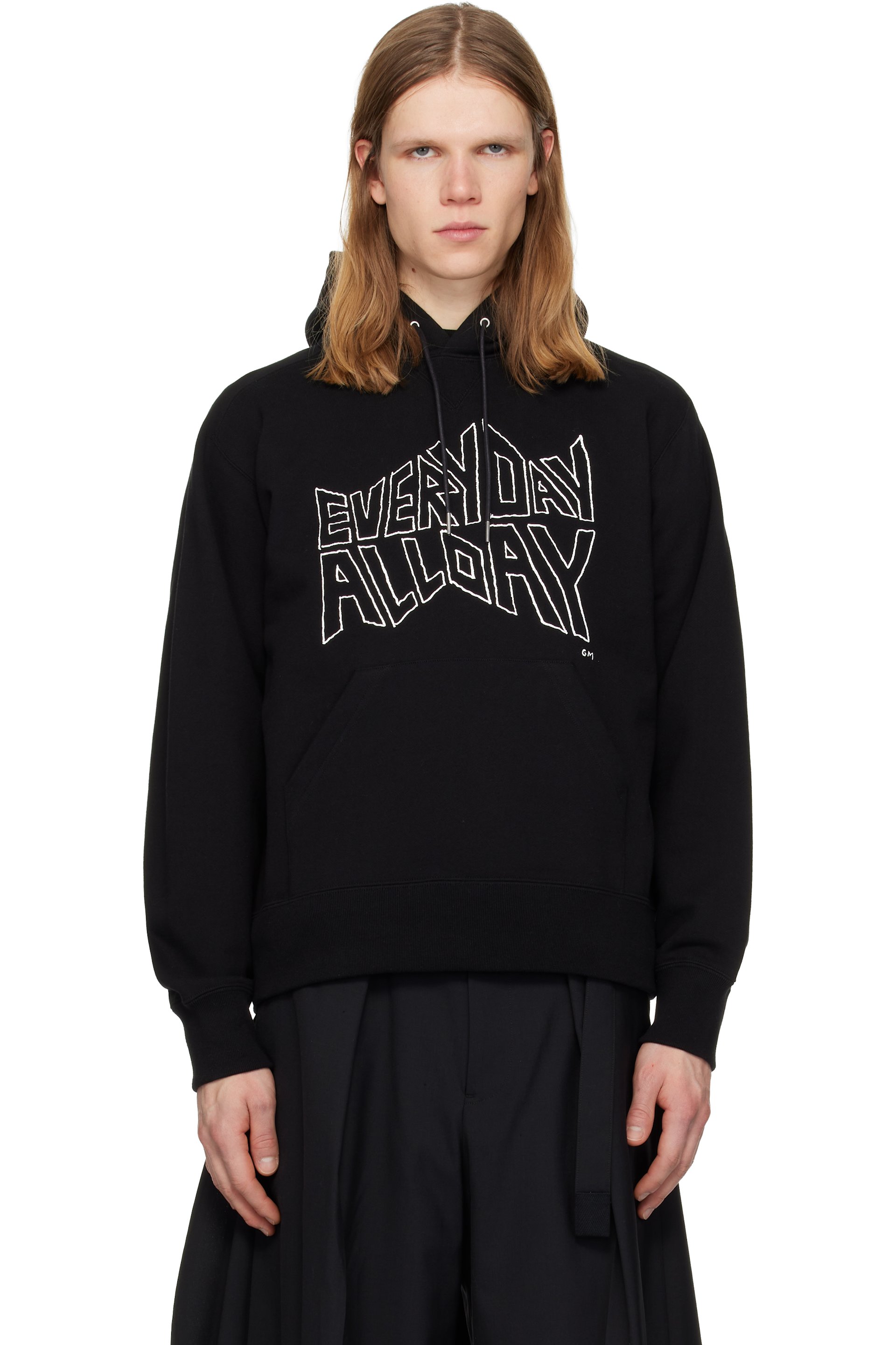 sacai - Black 'geoff sacai' Print Hoodie
