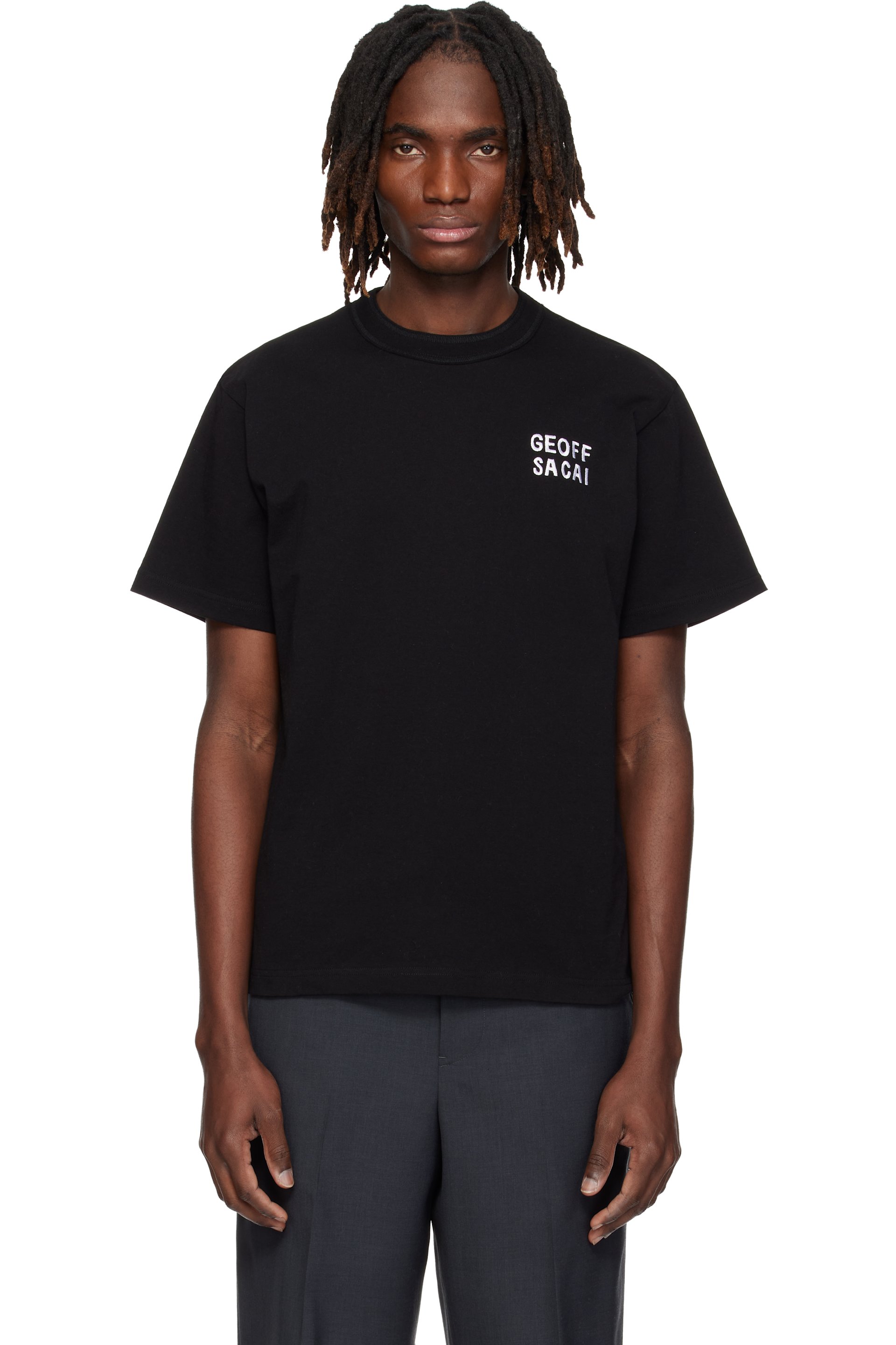 sacai - Black 'geoff sacai' Embroidery T-shirt