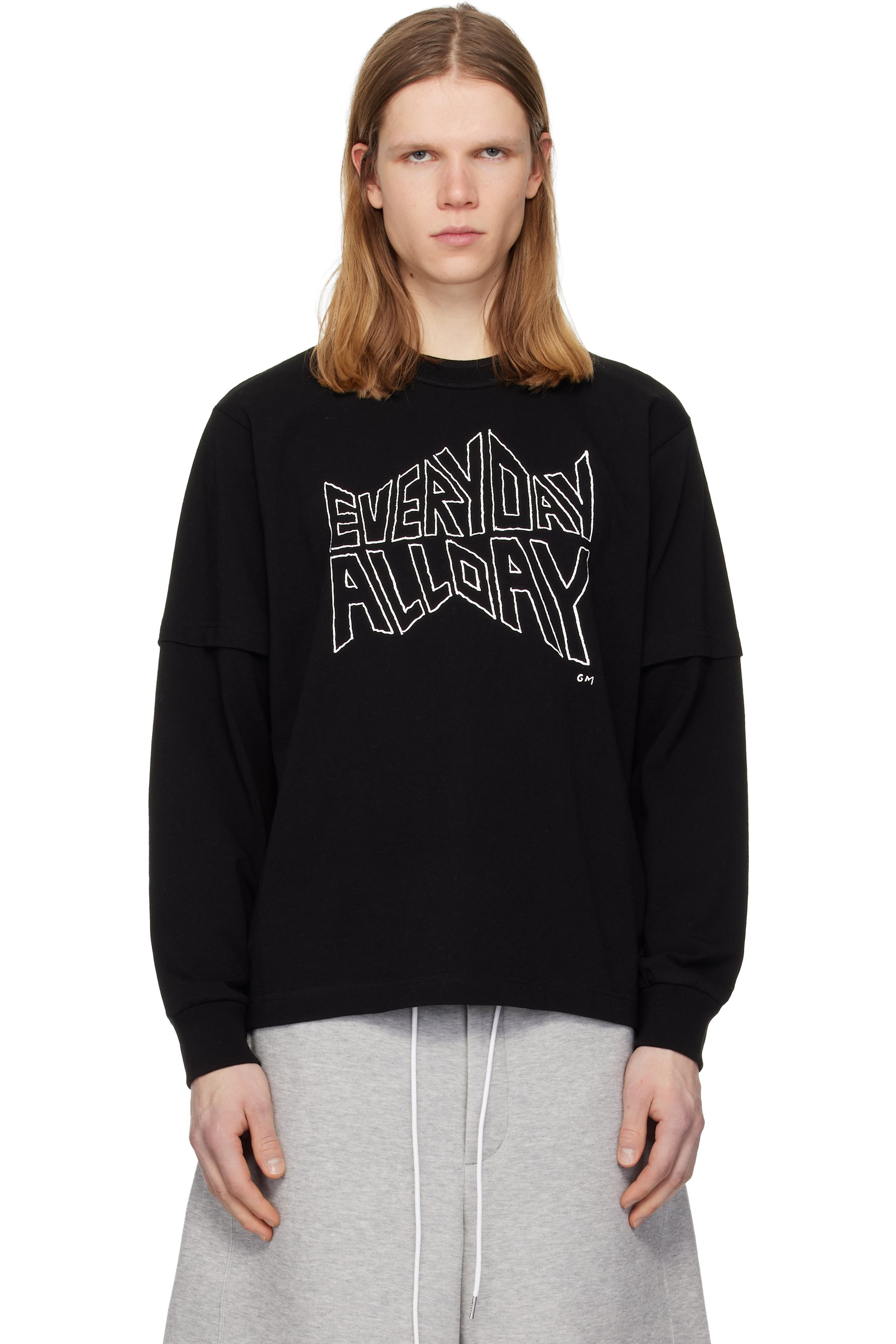 sacai: ブラック 'geoff sacai' プリント 長袖Tシャツ | SSENSE 日本