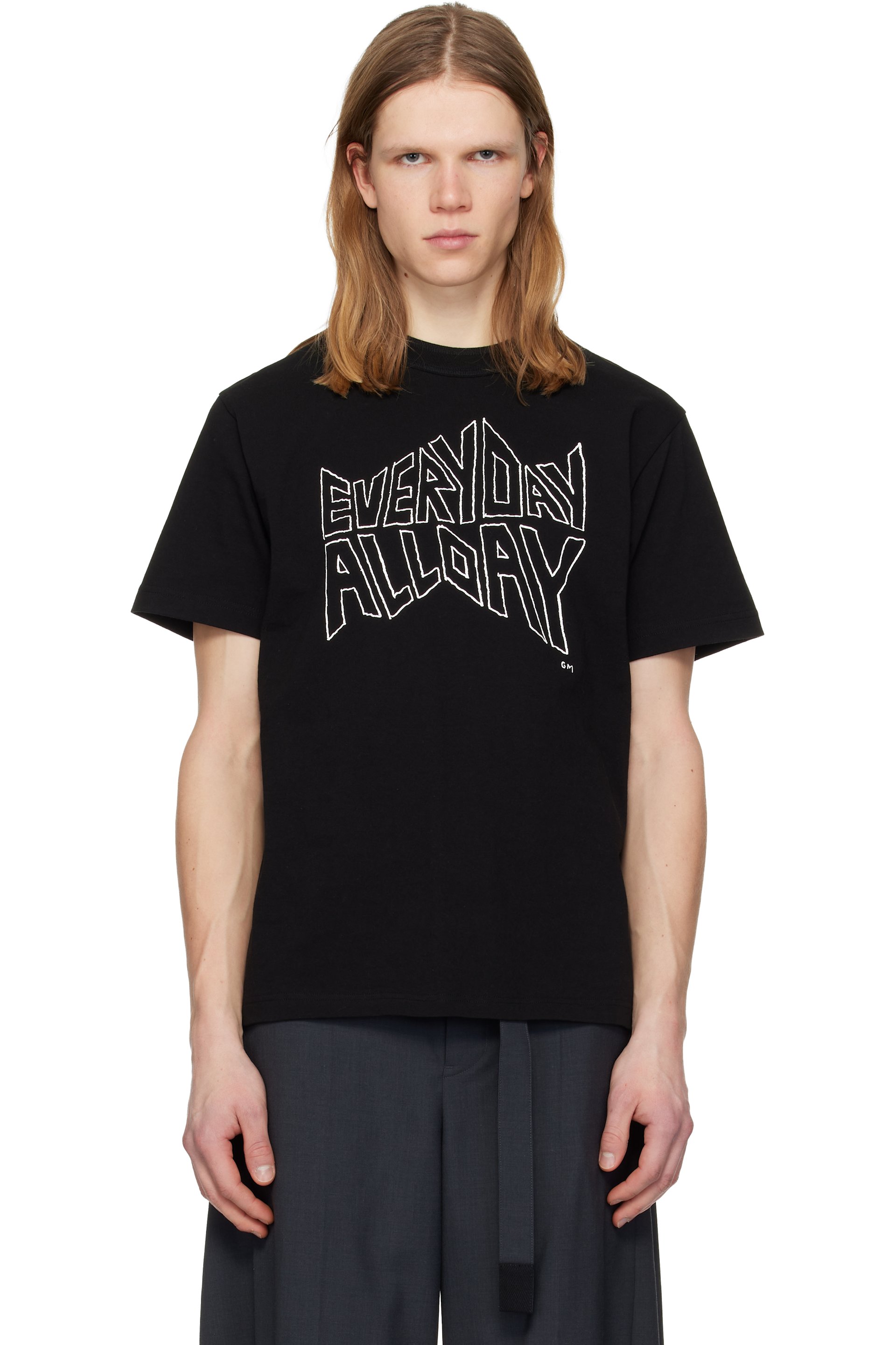 sacai - Black 'geoff sacai' Print T-shirt