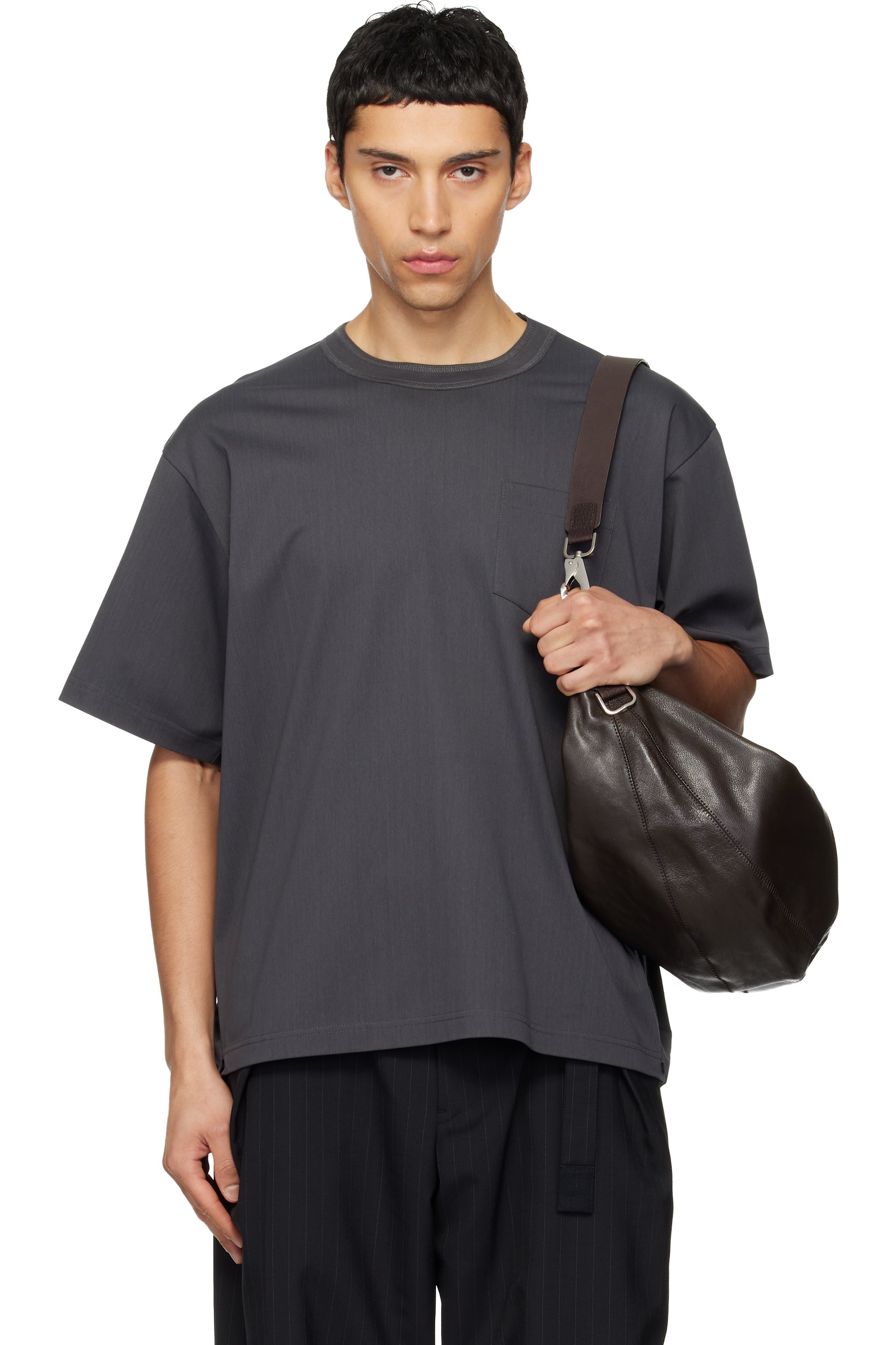 sacai - Gray Cotton Jersey T-shirt