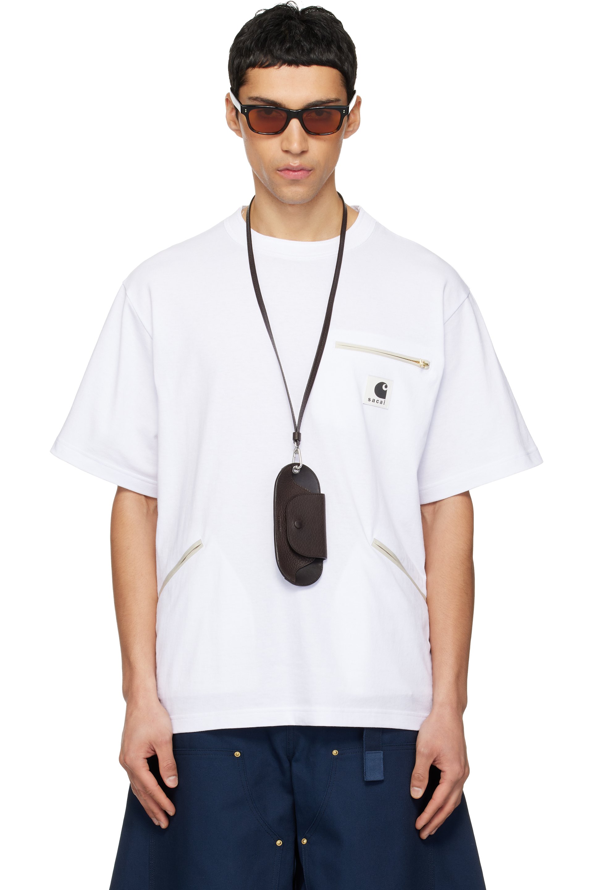 sacai x carhartt ホワイト Tシャツ サイズ3 sacai: White Carhartt WIP Edition Cotton Jersey T-shirt | SSENSE