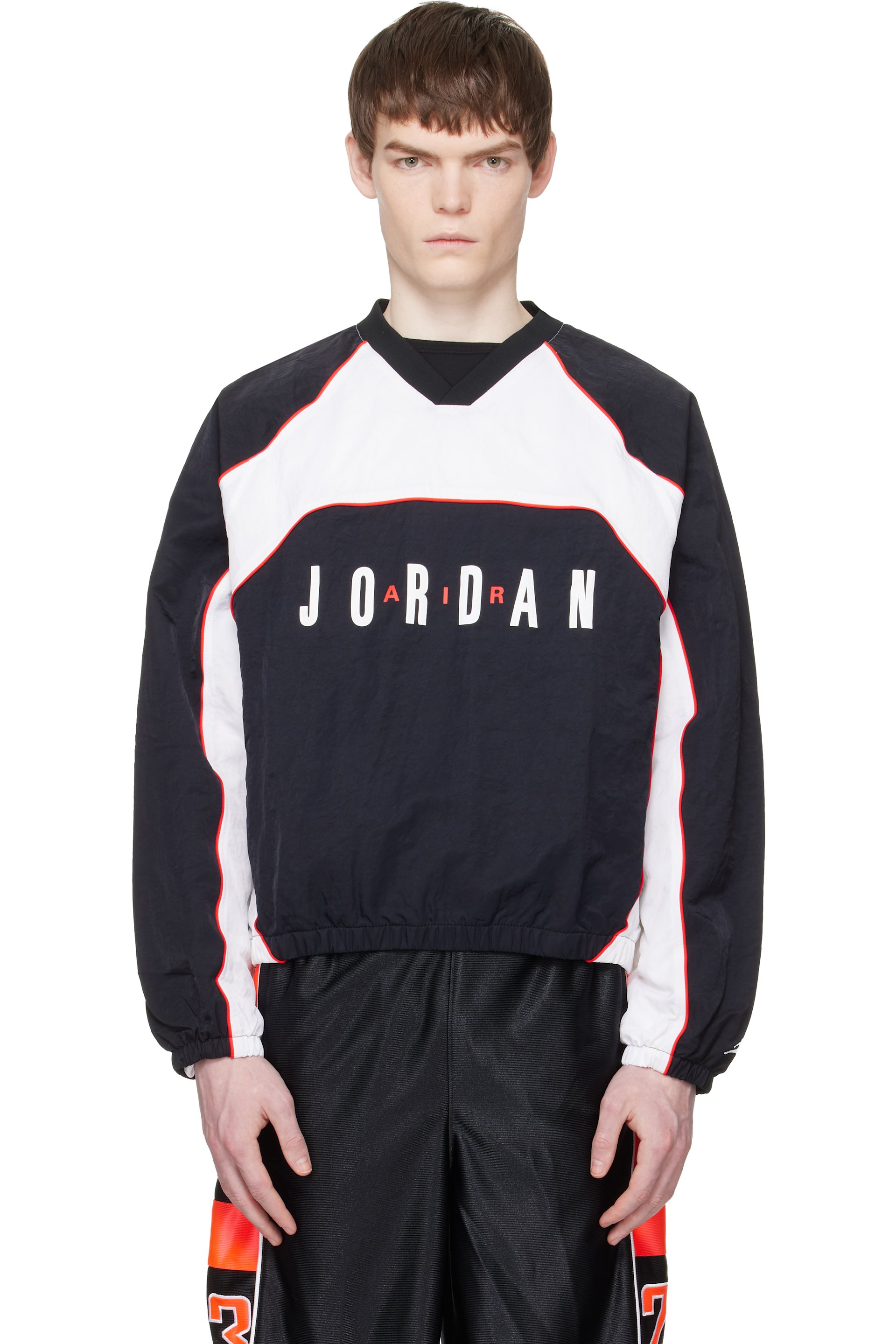 Nike Jordan - Blouson de survêtement blanc et noir à logo