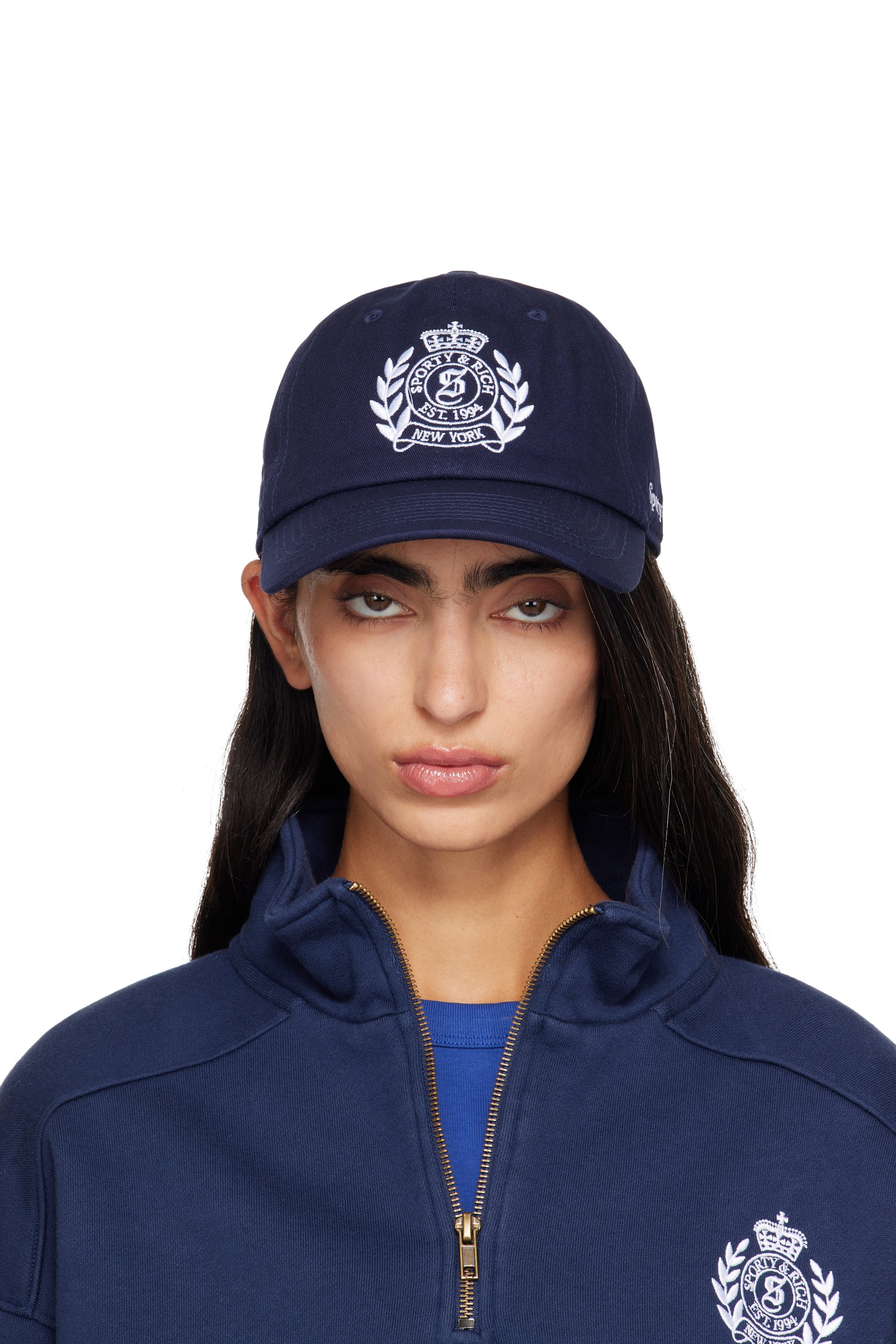 Sporty & Rich - Navy NY Crest Hat