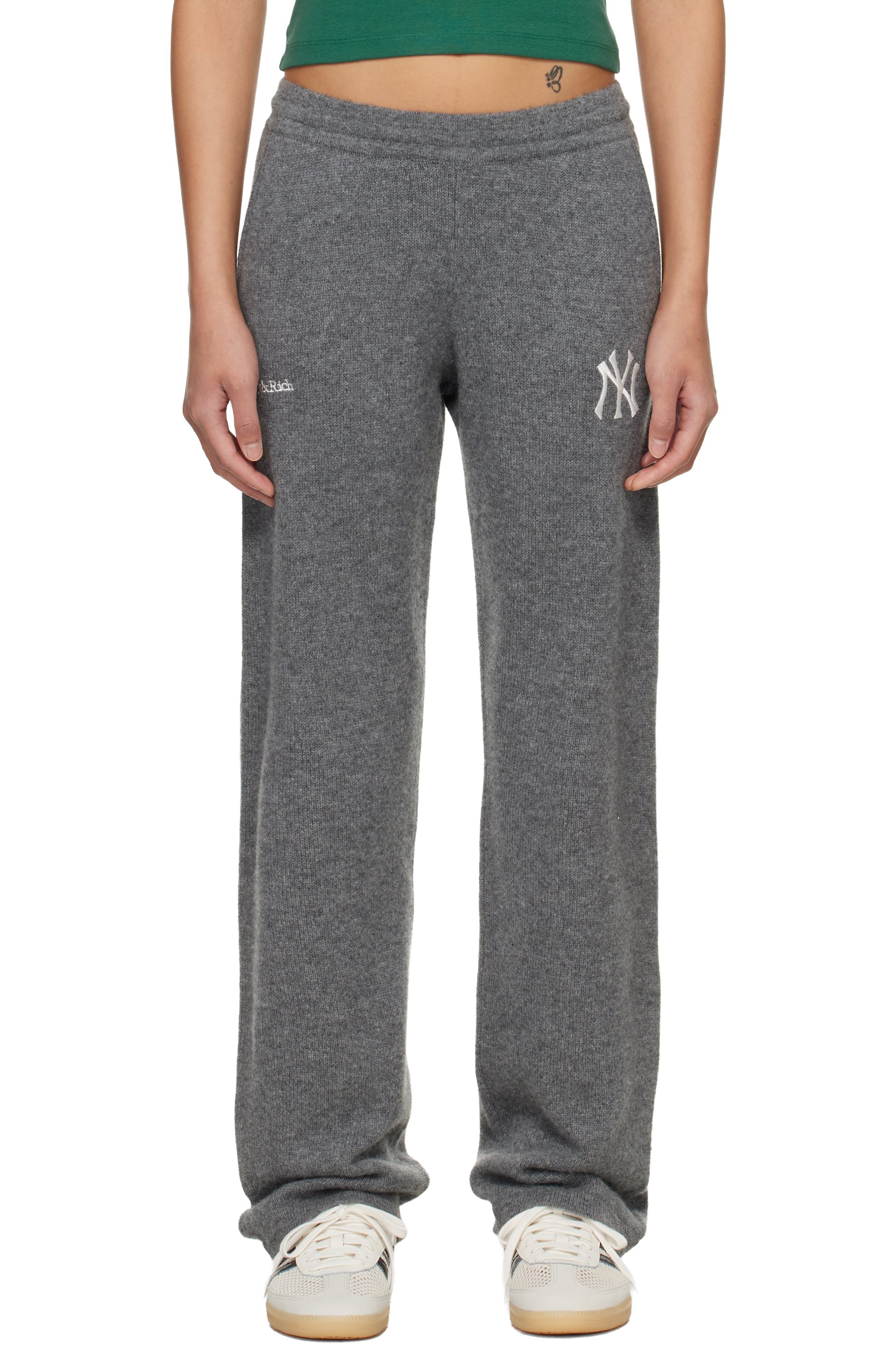 Sporty & Rich - 灰色 Heritage Yankees 系列 Serif Cashmere 运动裤