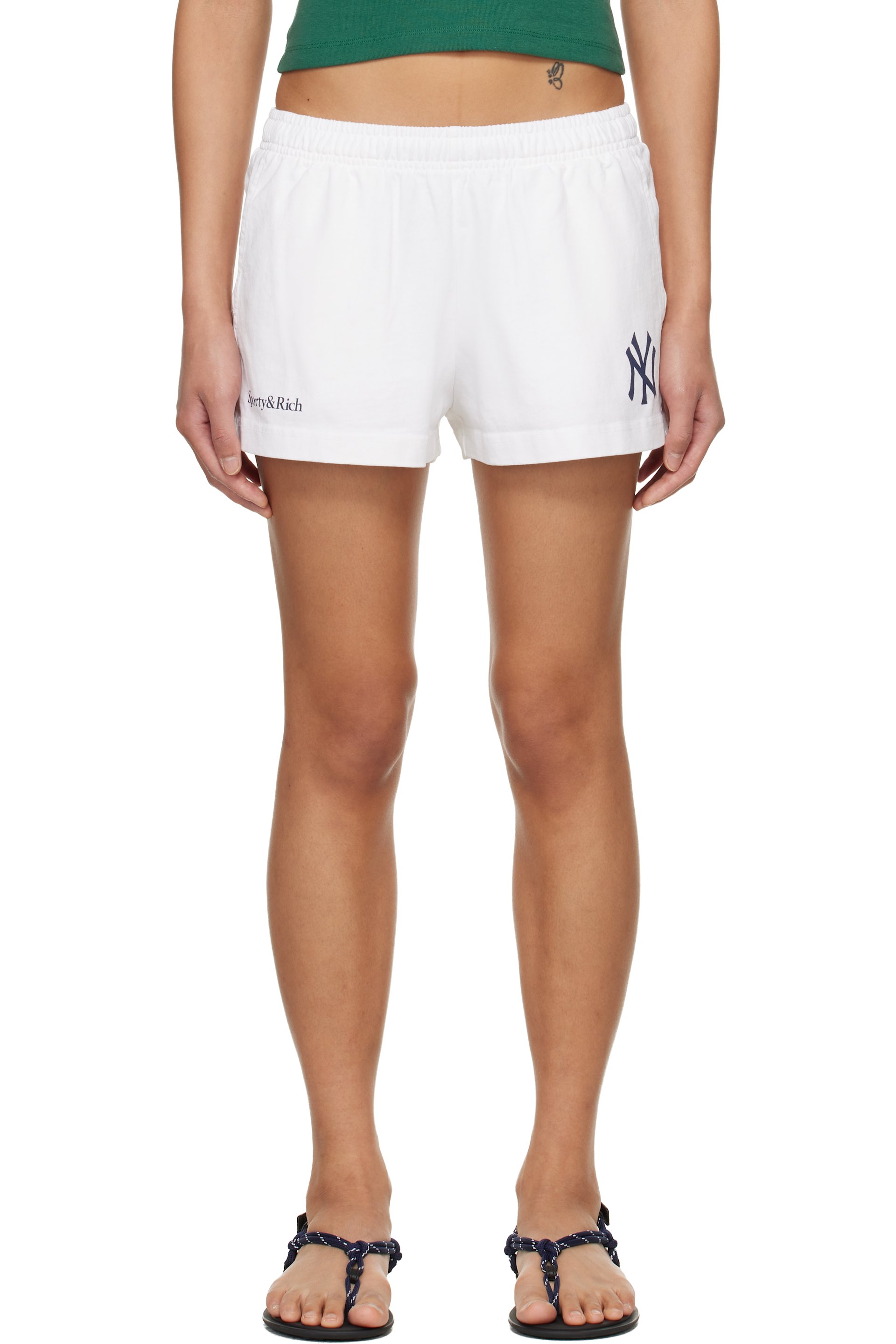 Sporty & Rich - White Heritage Yankees Serif Disco Shorts