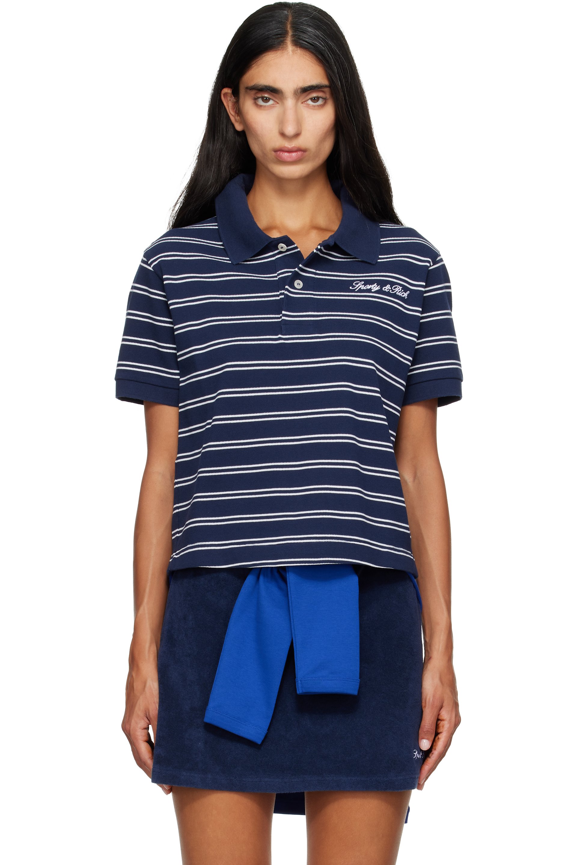 Sporty & Rich - Navy Signature Logo Polo