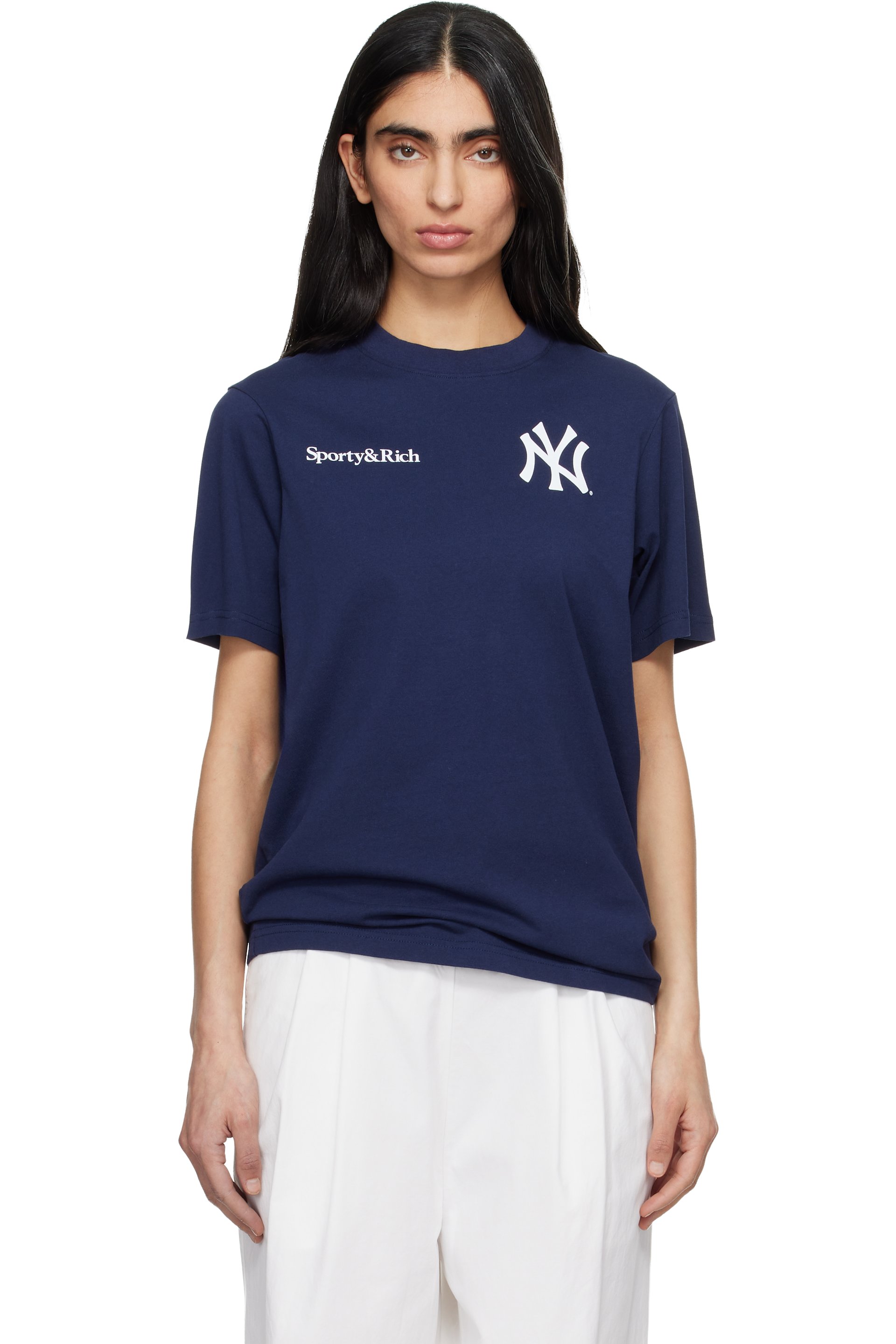 Sporty & Rich - T-shirt bleu marine édition '47 - Yankees