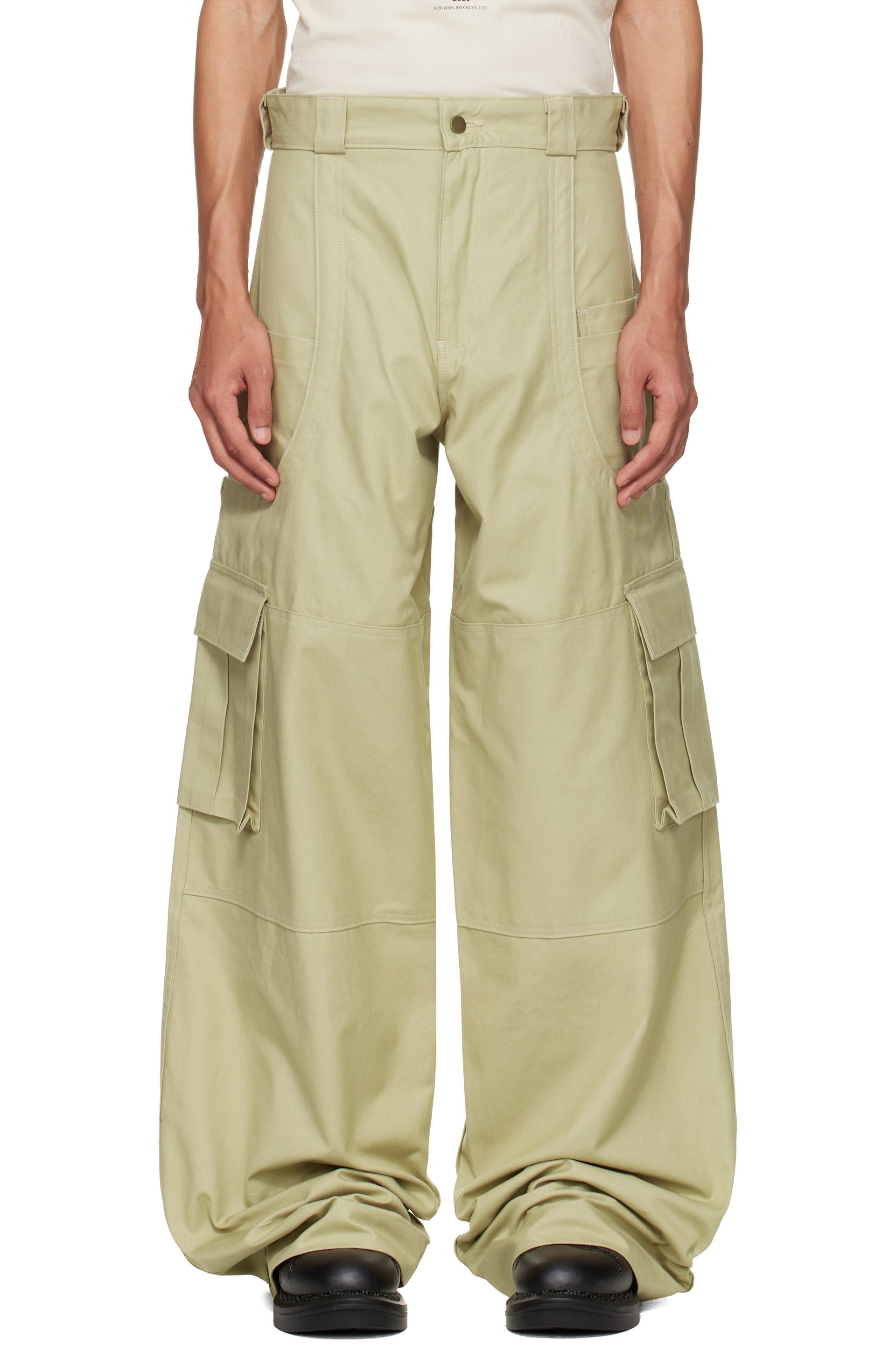 HYACYN - Beige Wide Leg Cargo Pants