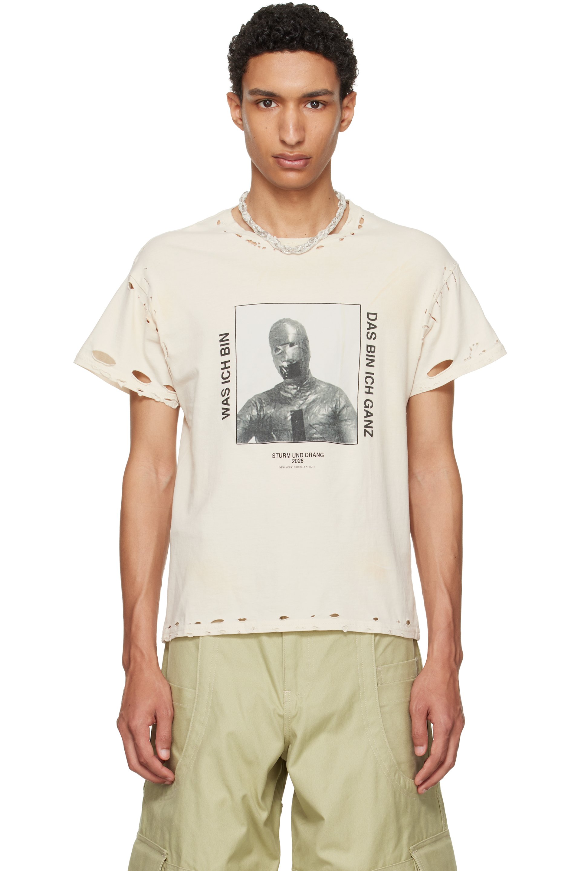 HYACYN - Off-White EET Stains Distressed 'Was Ich Bin' T-shirt