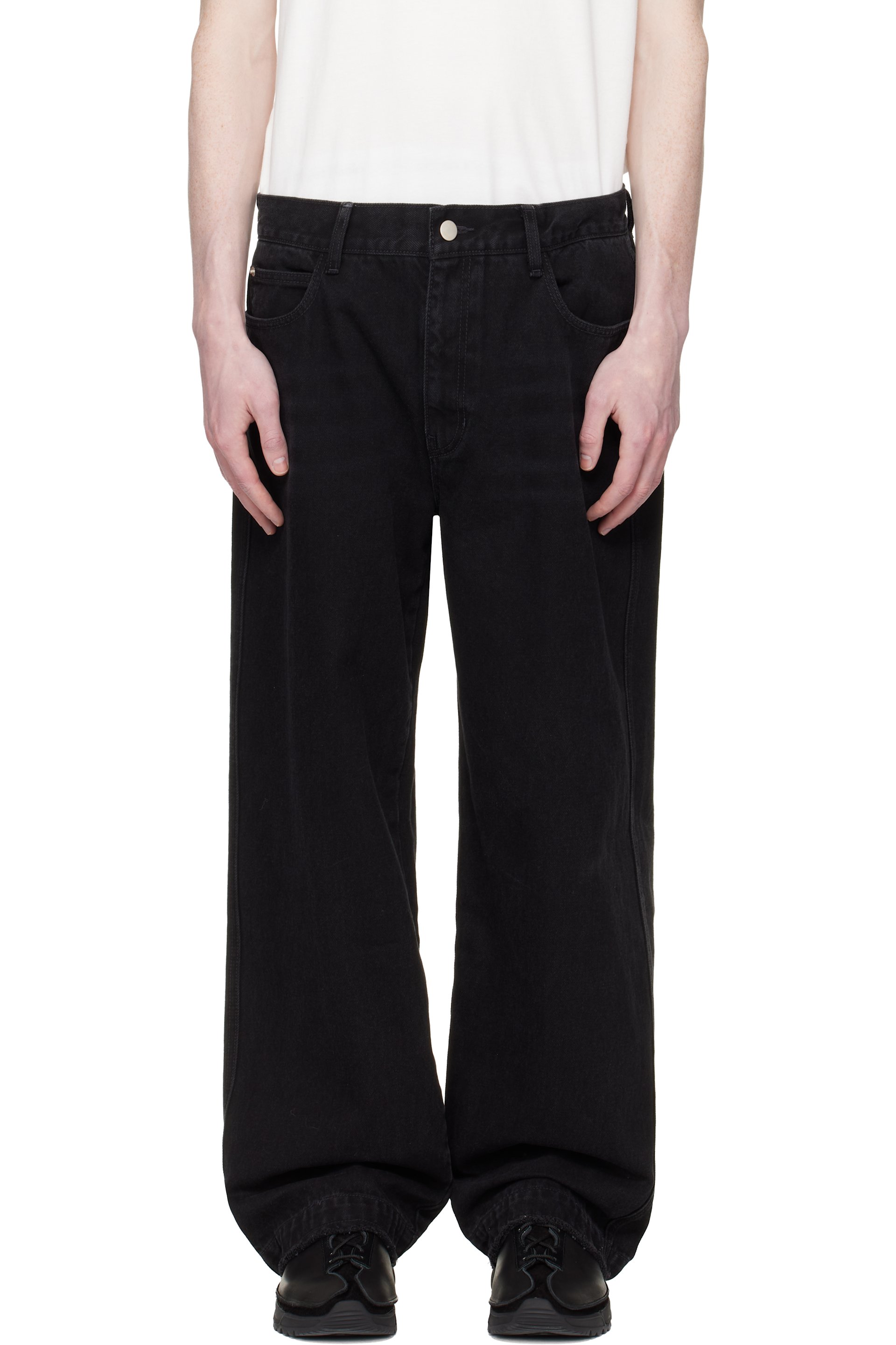 RE;CODE - Black Raw-Edged Denim Jeans