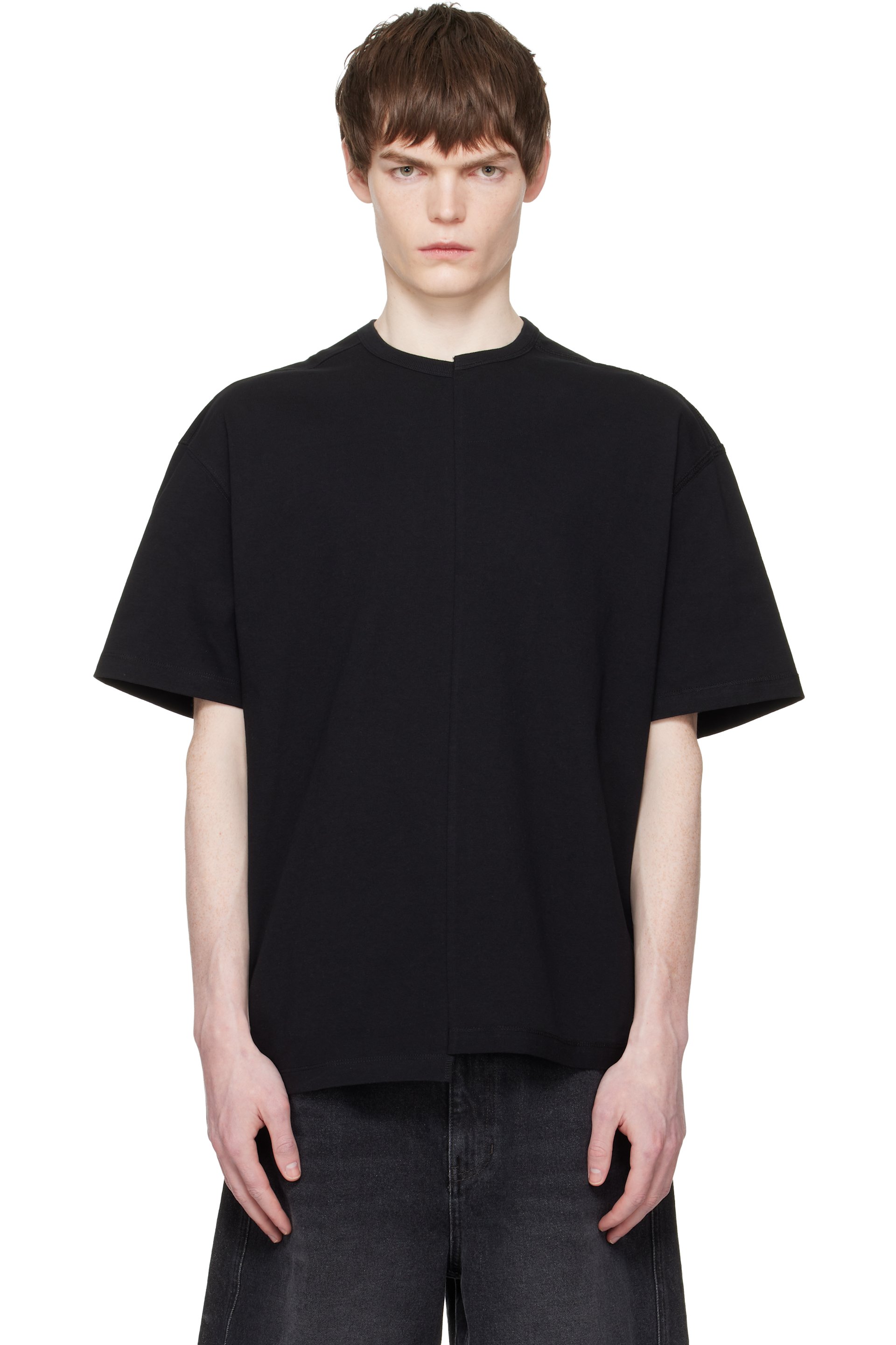 RE;CODE - T-shirt noir à panneaux