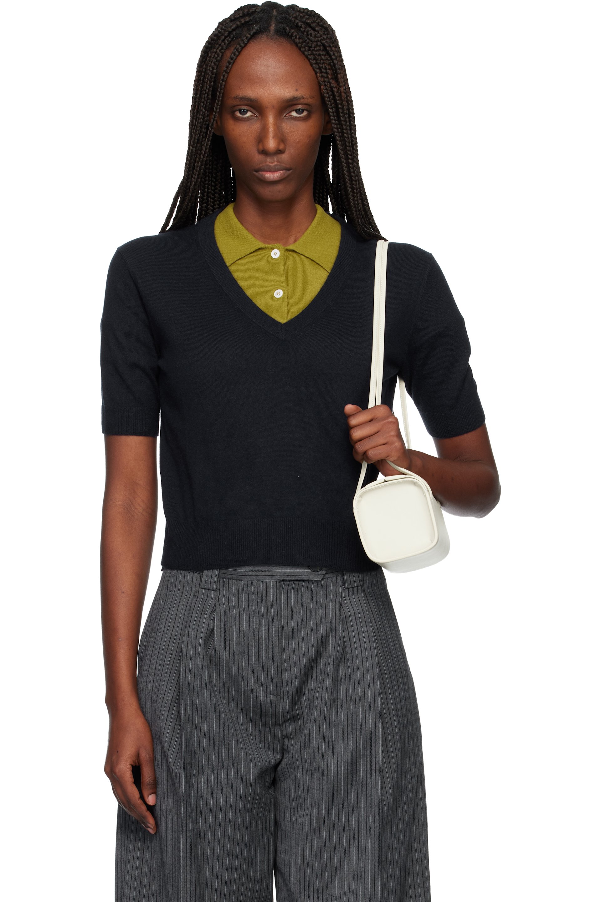 arch4 - Navy Alistair V-Neck Sweater