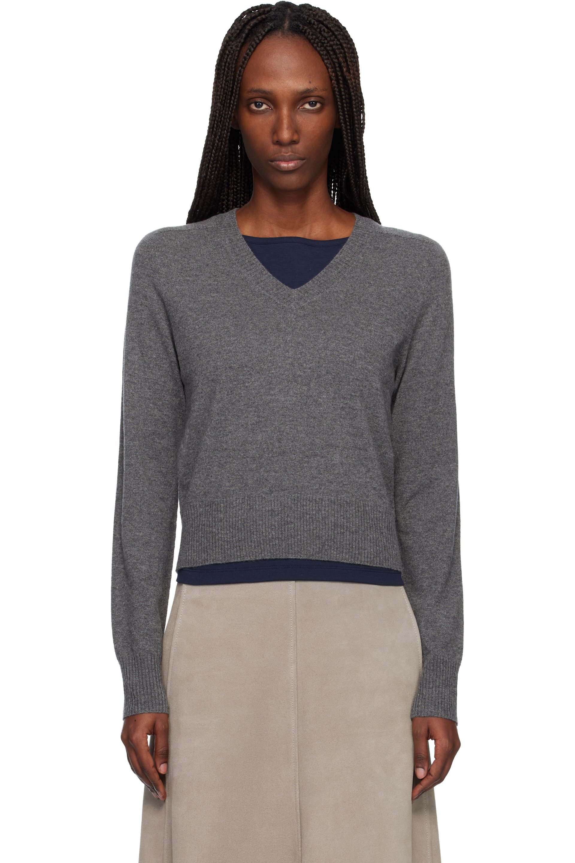 arch4 - Gray Boston V-Neck Sweater