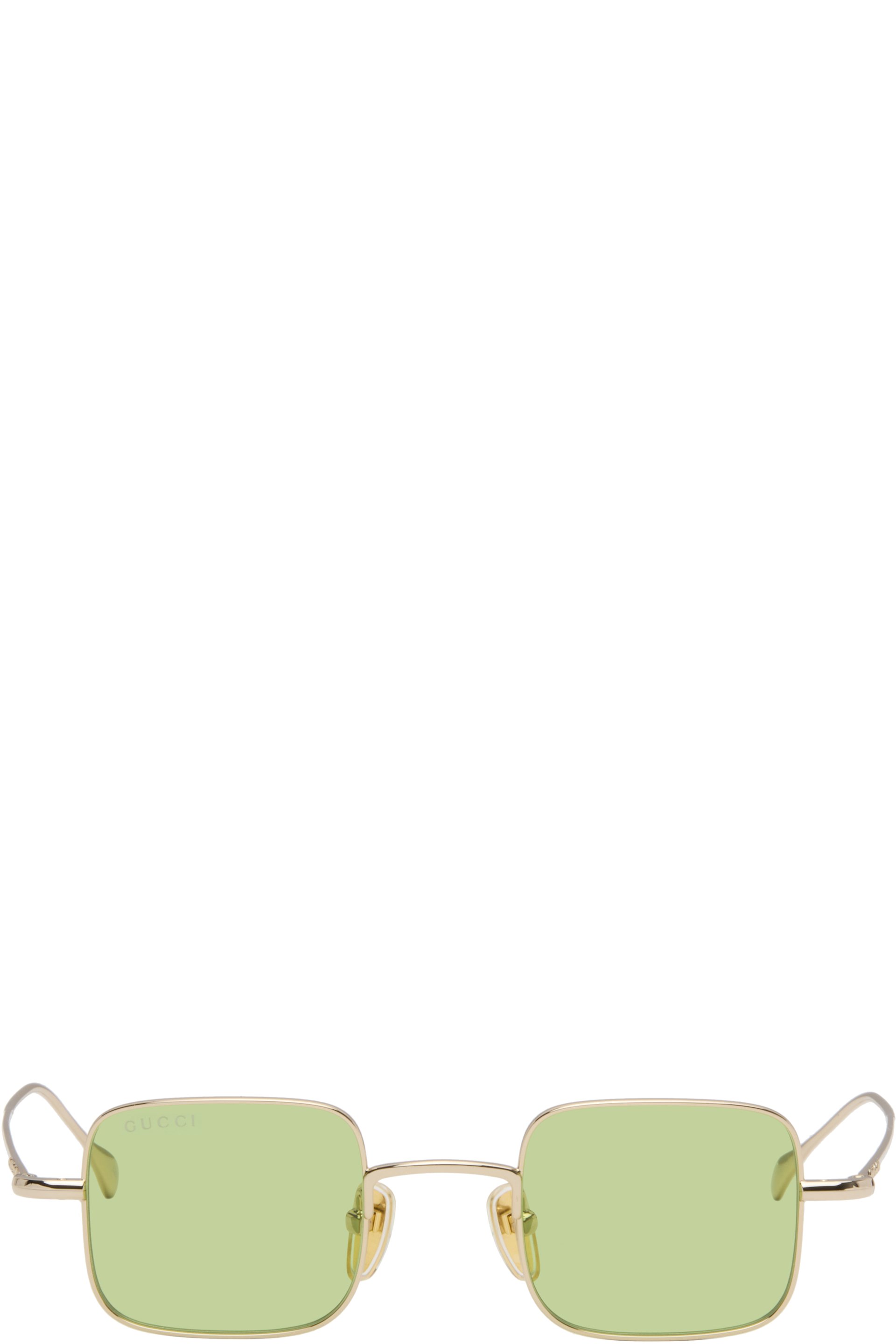 Gucci - Gold Lettering Light Banana Sunglasses