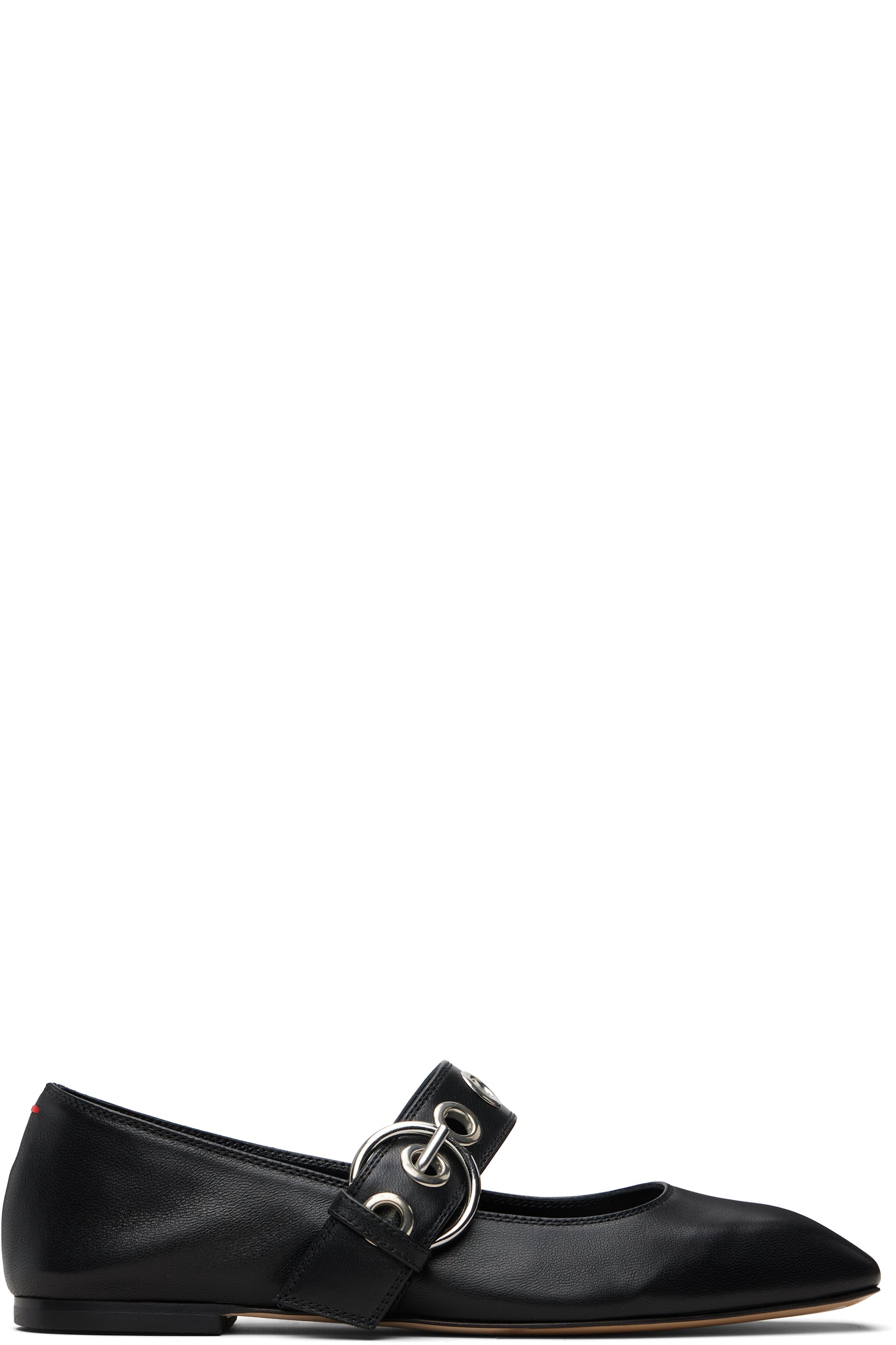 Aeyde - Black Uma Eyelet Leather Mary-Janes Flats