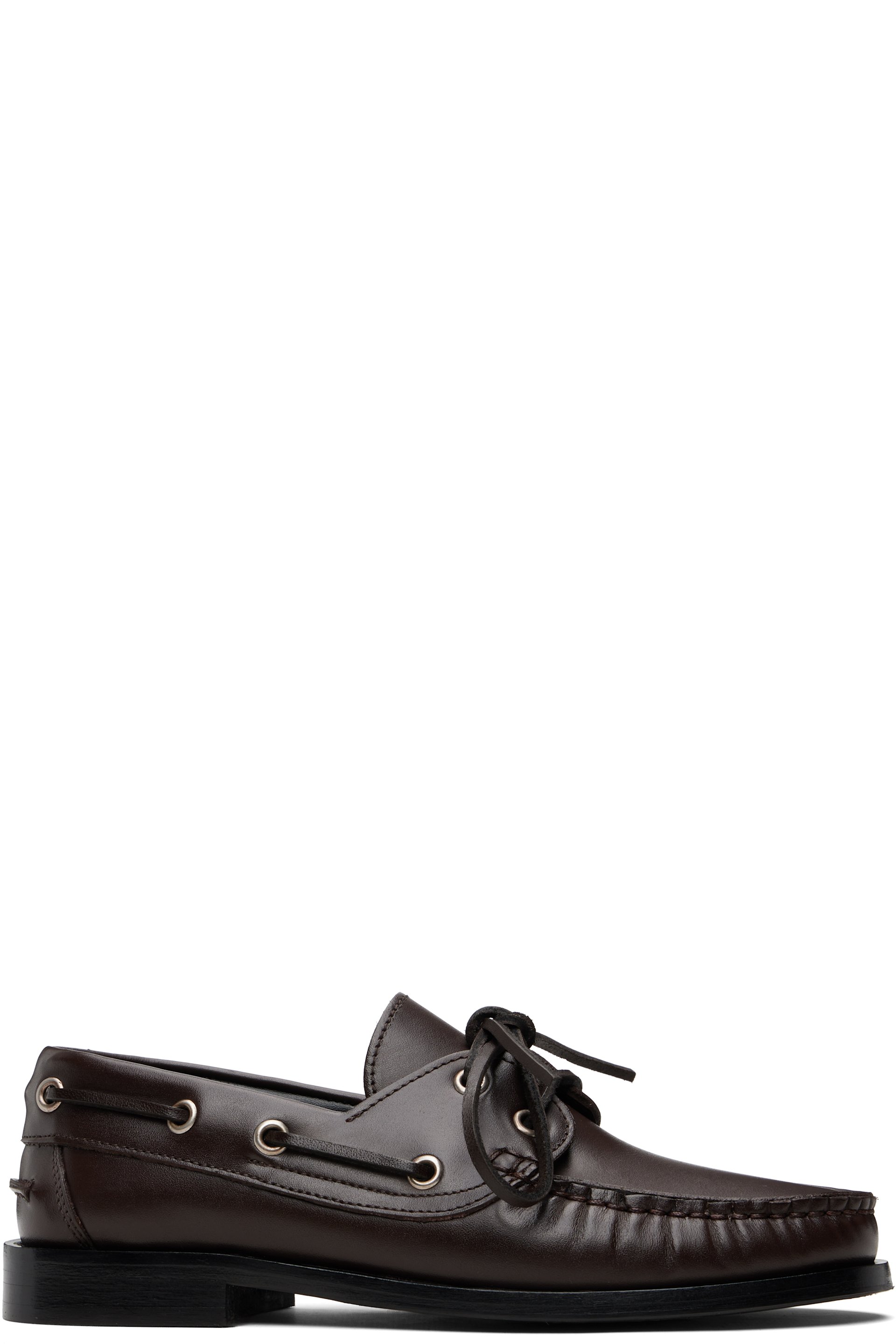 Aeyde - Brown Harris Leather Boat Shoes