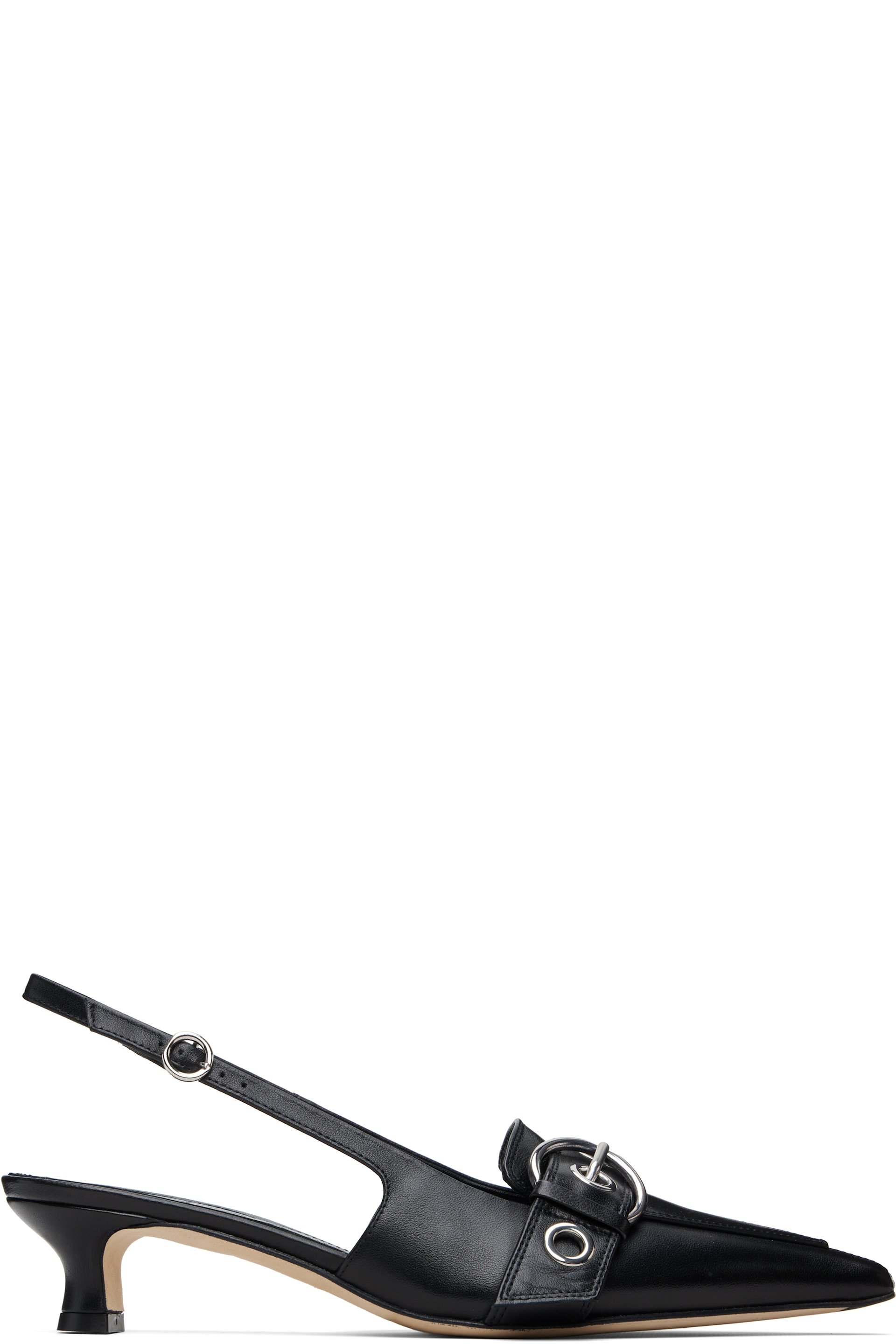 Aeyde - Black Davina Eyelet Slingback Heels