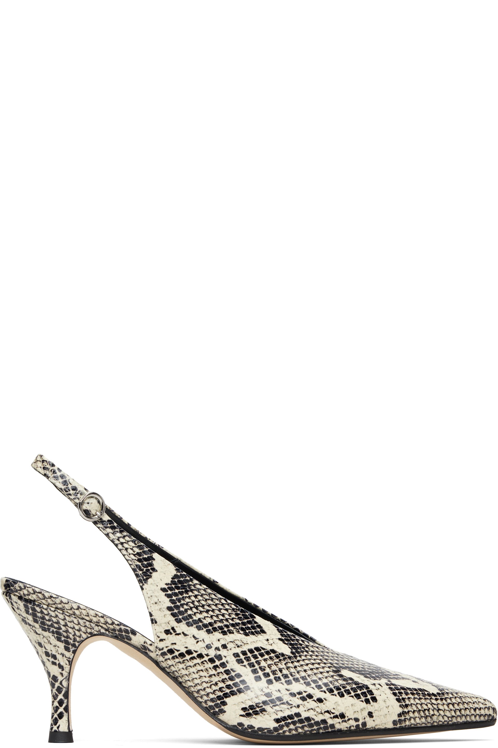 Aeyde - Off-White & Black Carla Heels