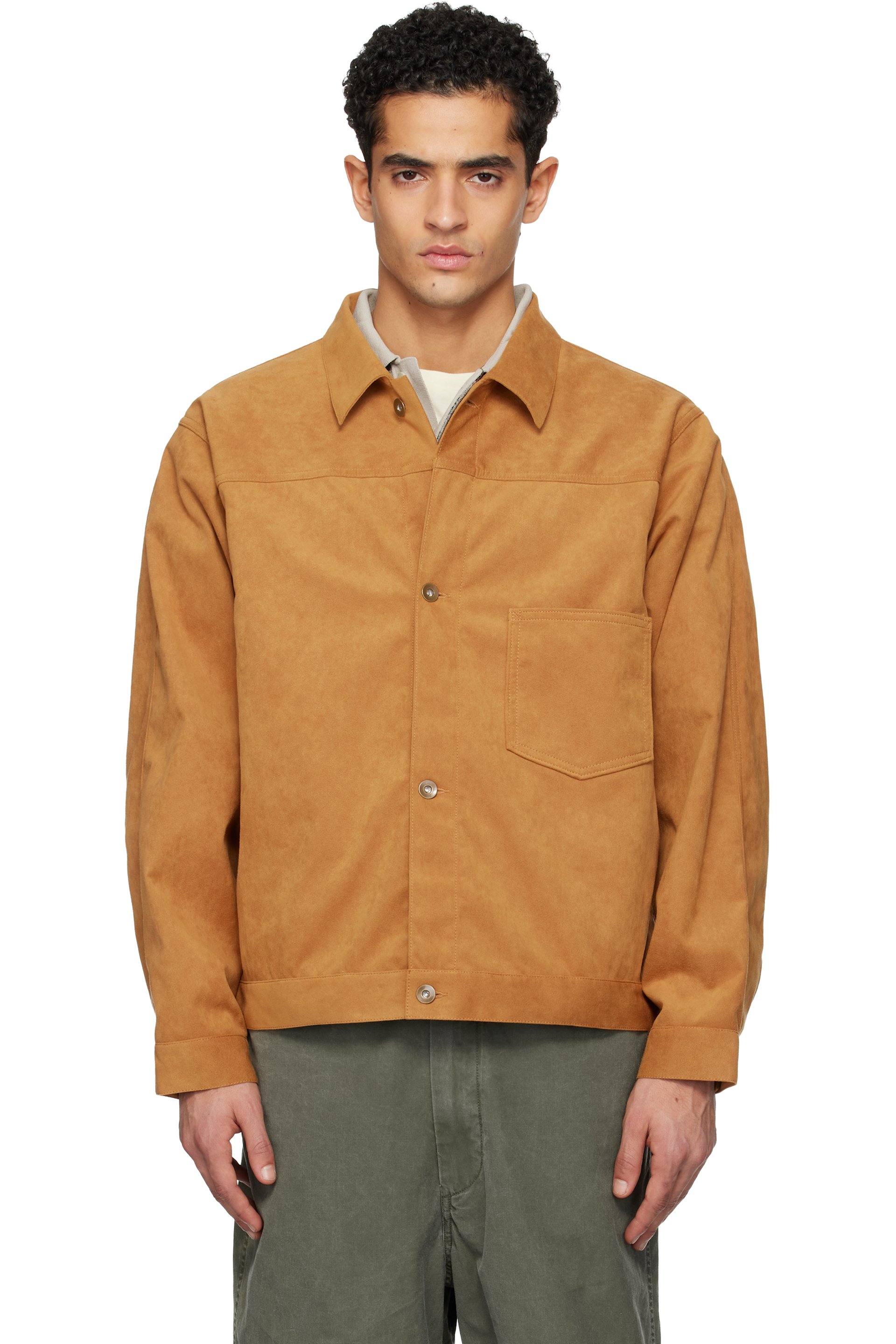 nanamica - Blouson court brun clair en Ultrasuede - OOAL