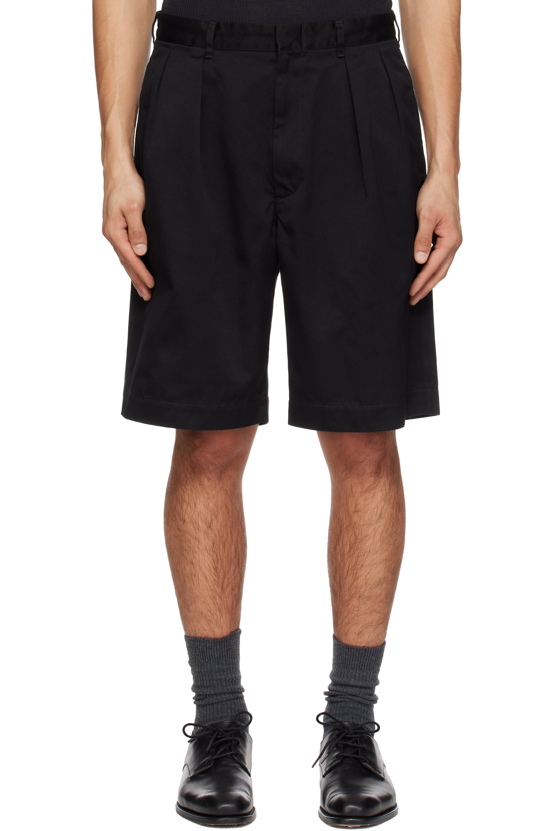 nanamica - Black Double Pleated Chino Shorts