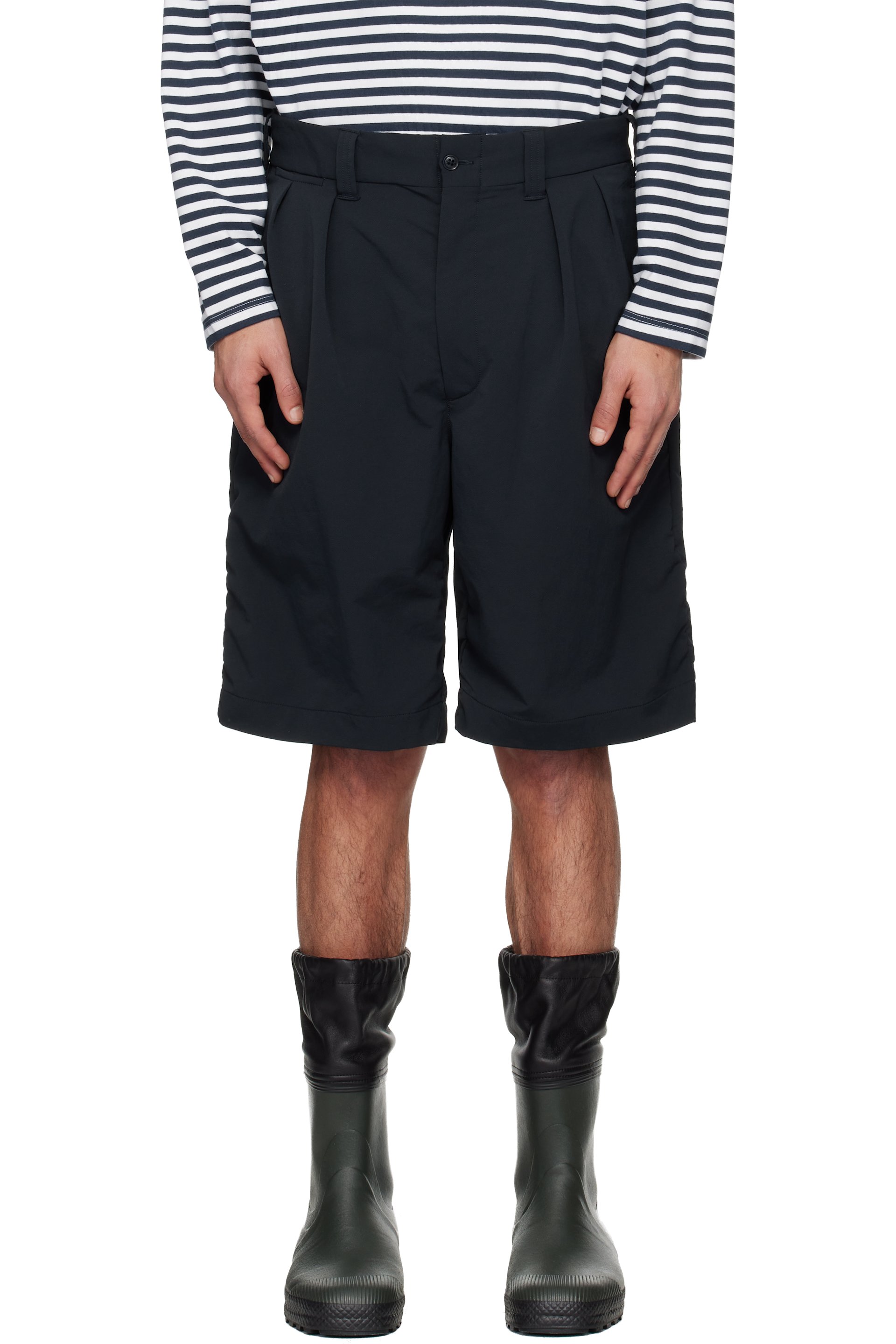 nanamica - Short bleu marine en ALPHADRY à plis - OOAL