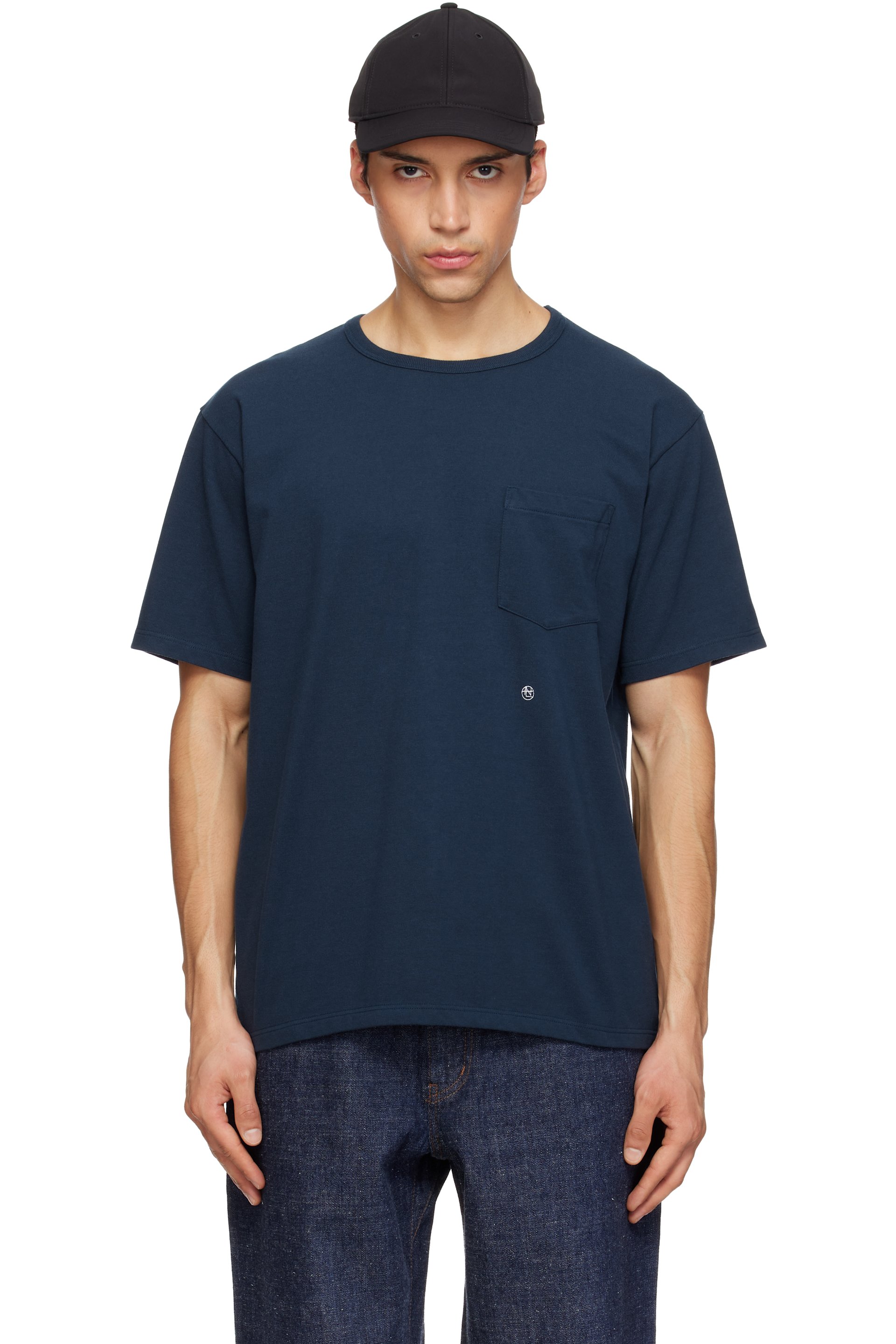 nanamica - T-shirt bleu marine en jersey COOLMAX à poche