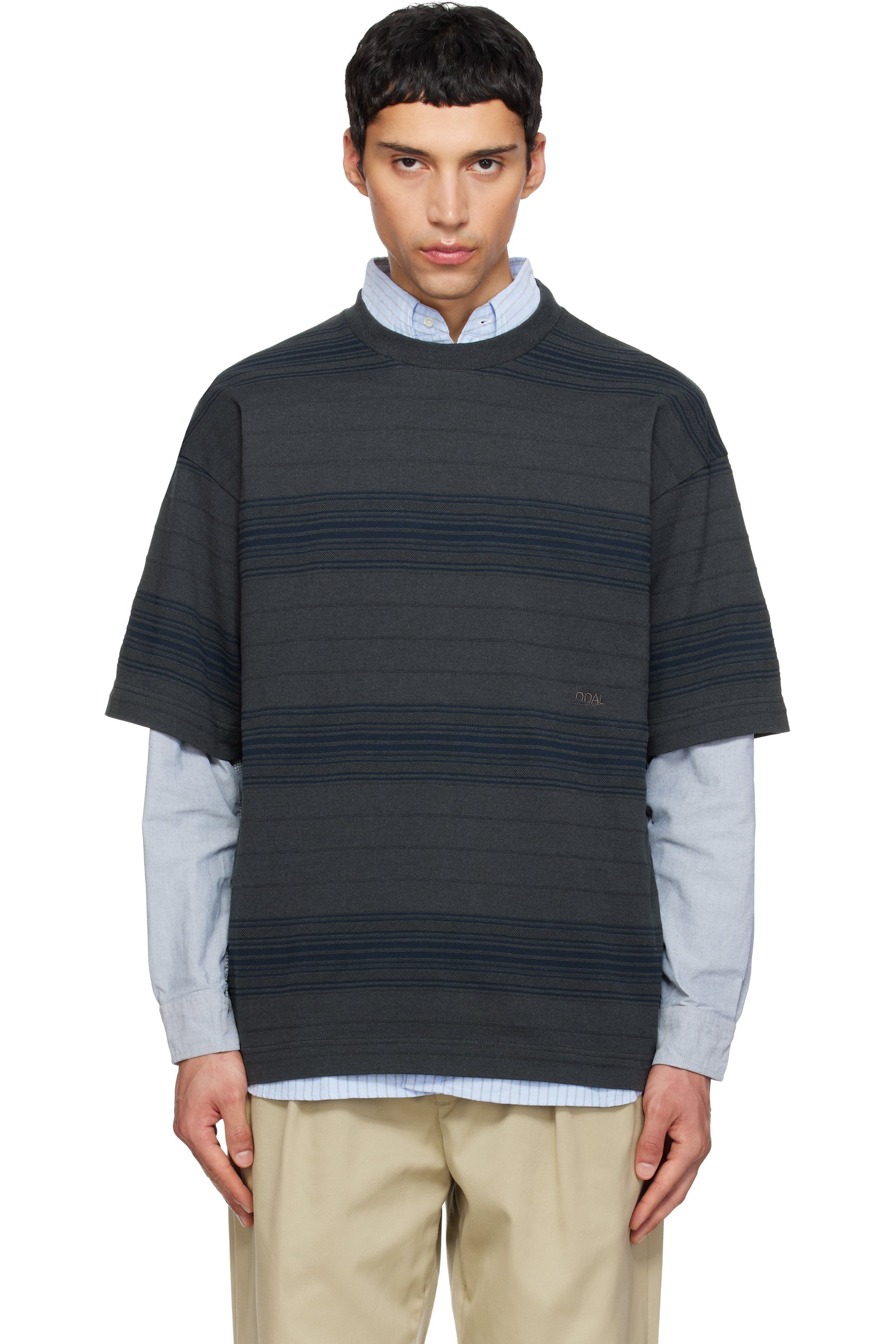 nanamica - T-shirt gris à rayures