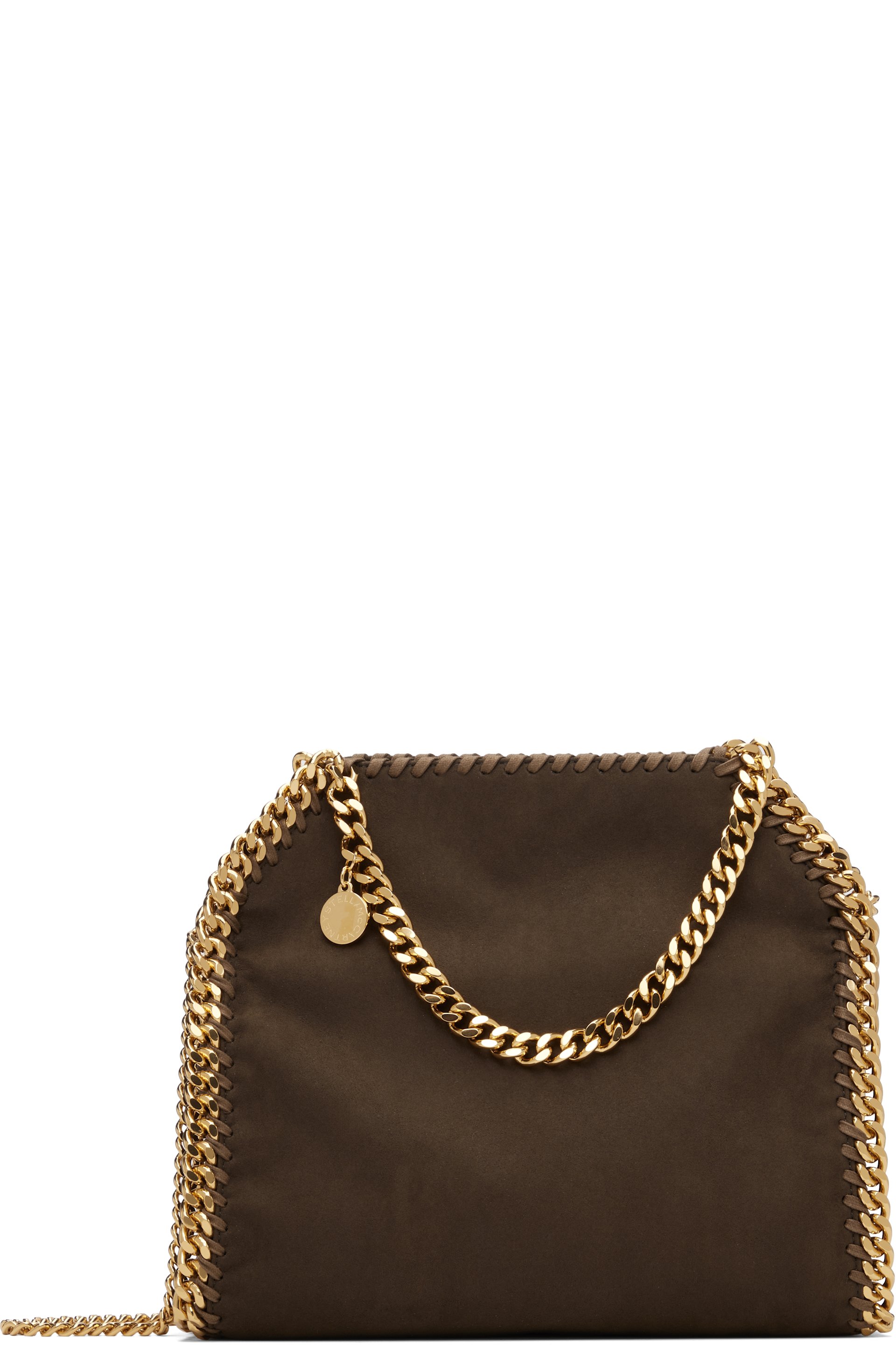 Stella McCartney - Mini sac brun en suède à chaine Falabella