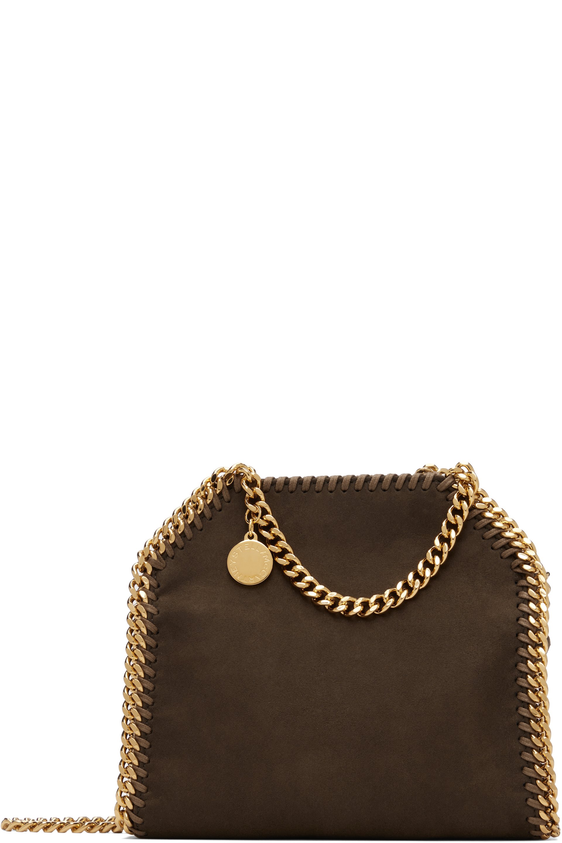 Stella McCartney - Mini sac brun en suède synthétique à chaine Falabella